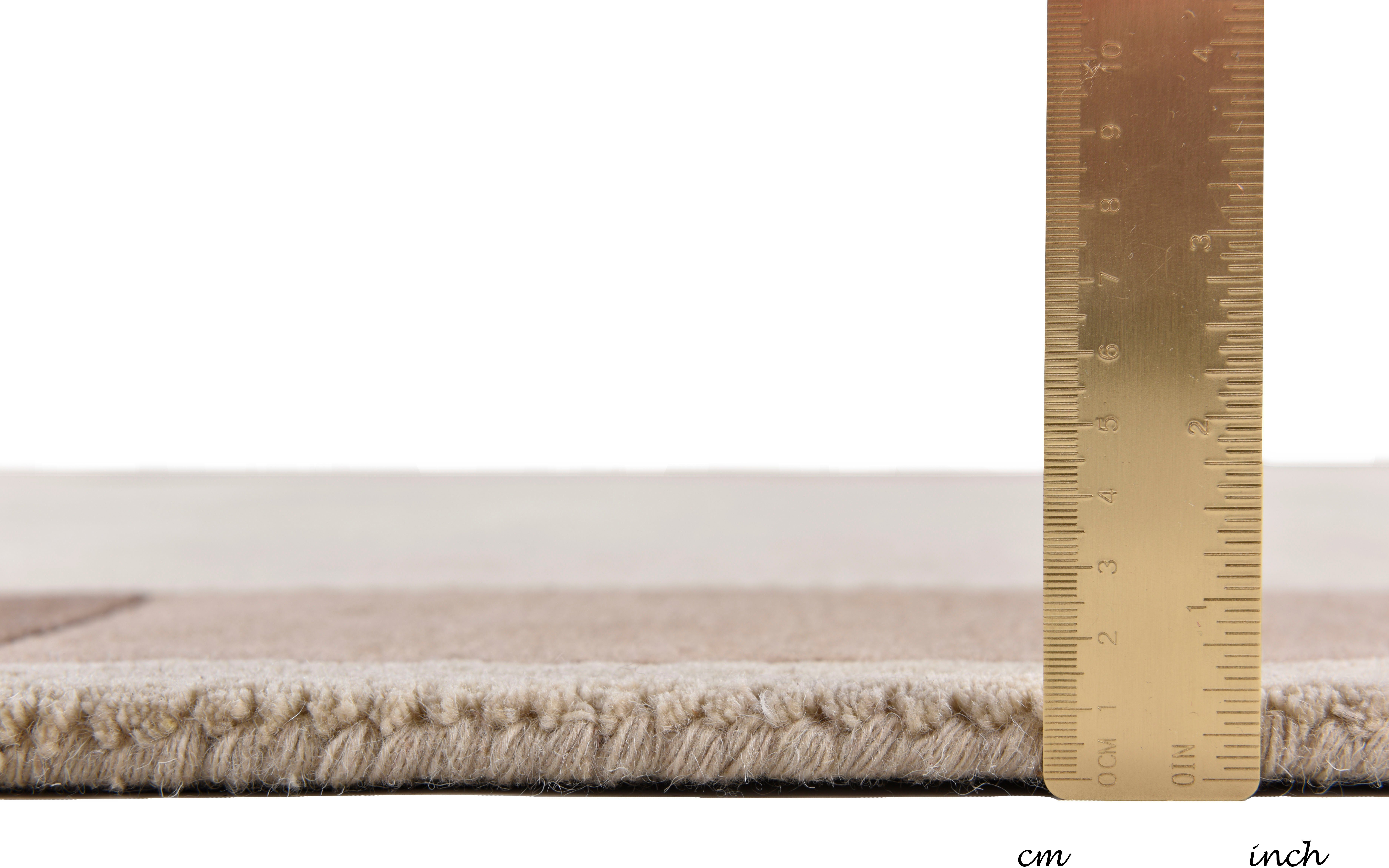 THEKO Wollen kleed Royal Nepali 3085 zuivere wol, handgetuft, unikleuren, met randdessin, modern design