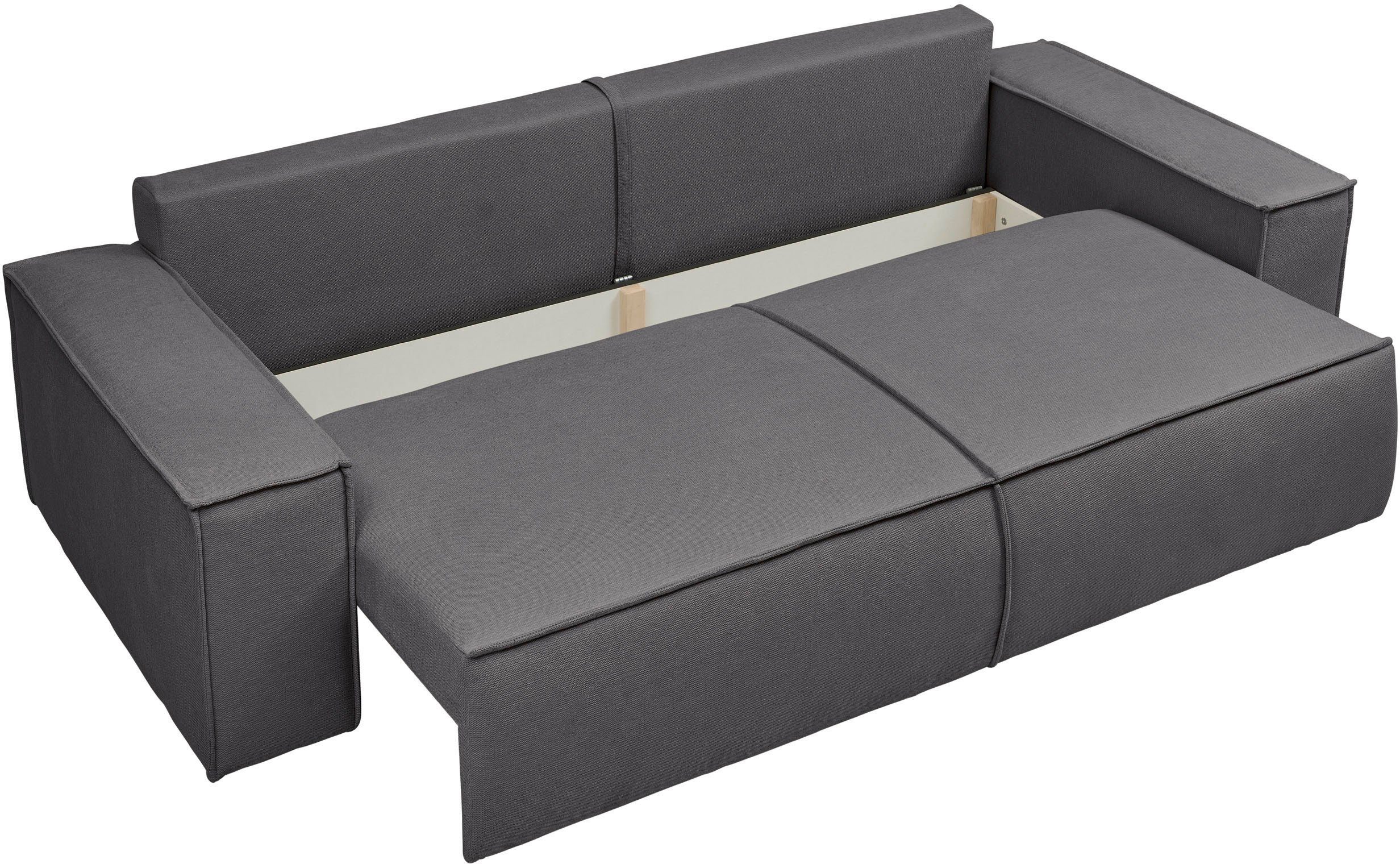 andas 3-zitsbank FINNLEY slaapbank 257 cm, slaapfunctie met bedlade (200/136cm)