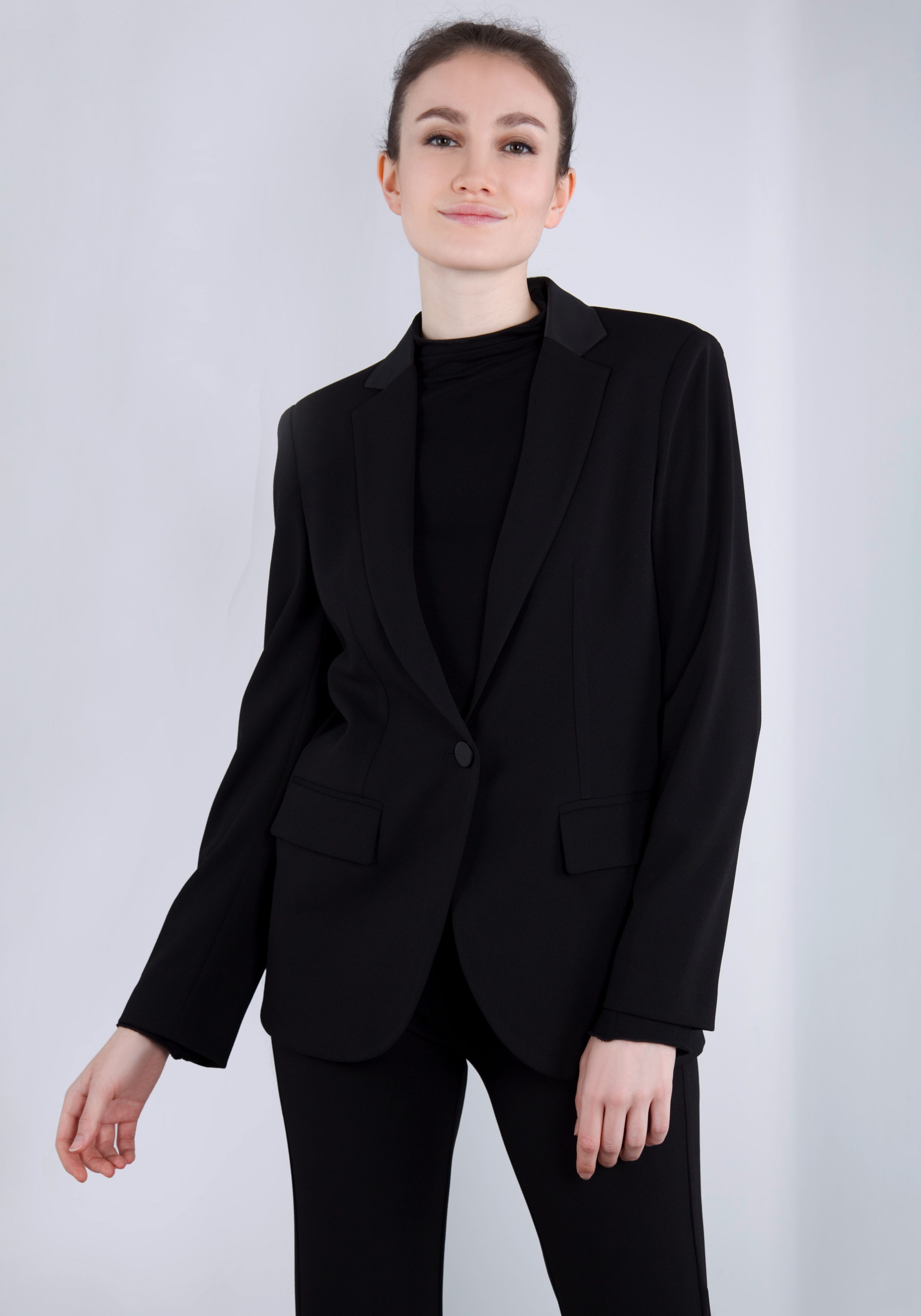 IMPERIAL Lange blazer met satijnen details en stretch