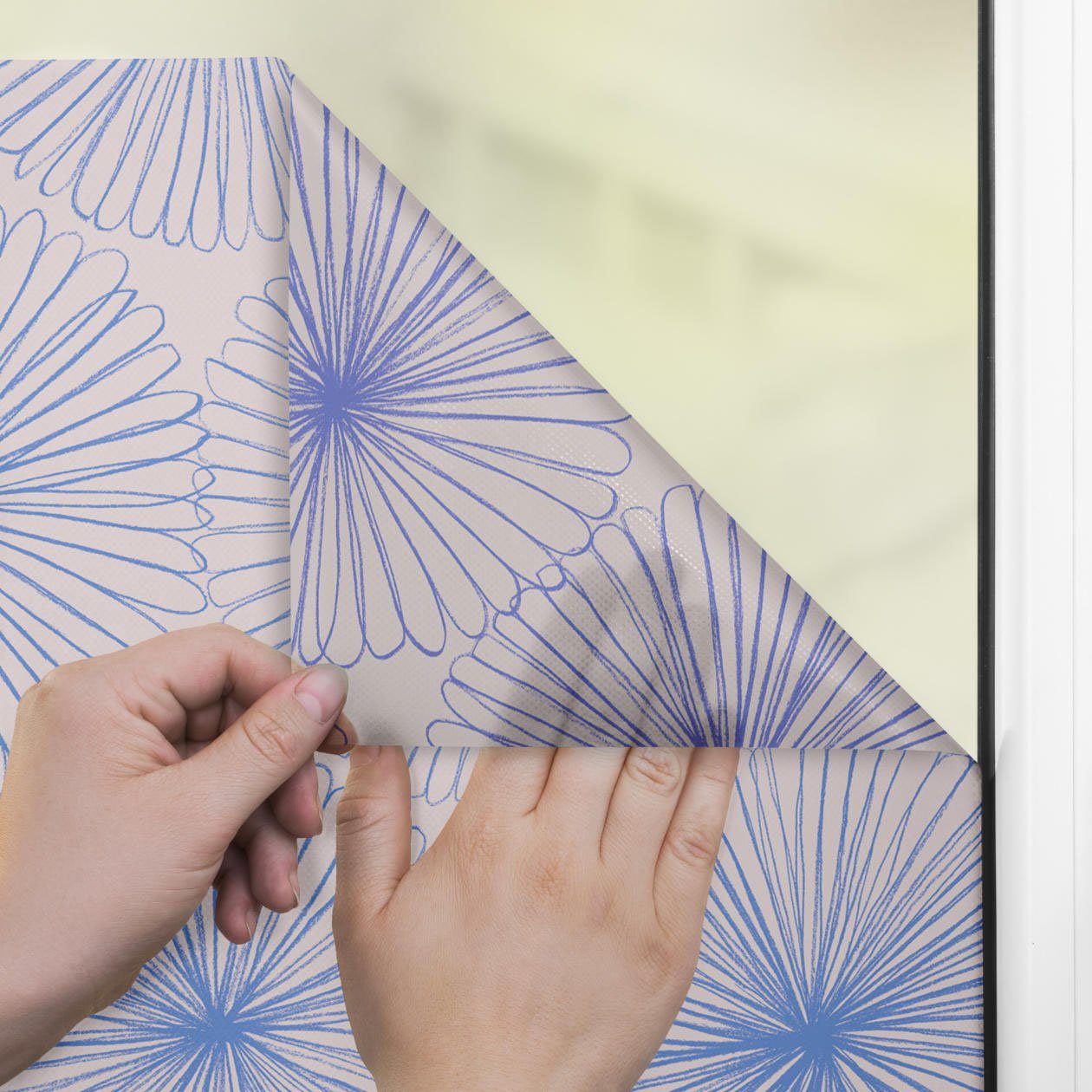 LICHTBLICK Raamfolie zelfklevend, bescherming tegen inkijk, flower wheel - blauw (1 stuk)