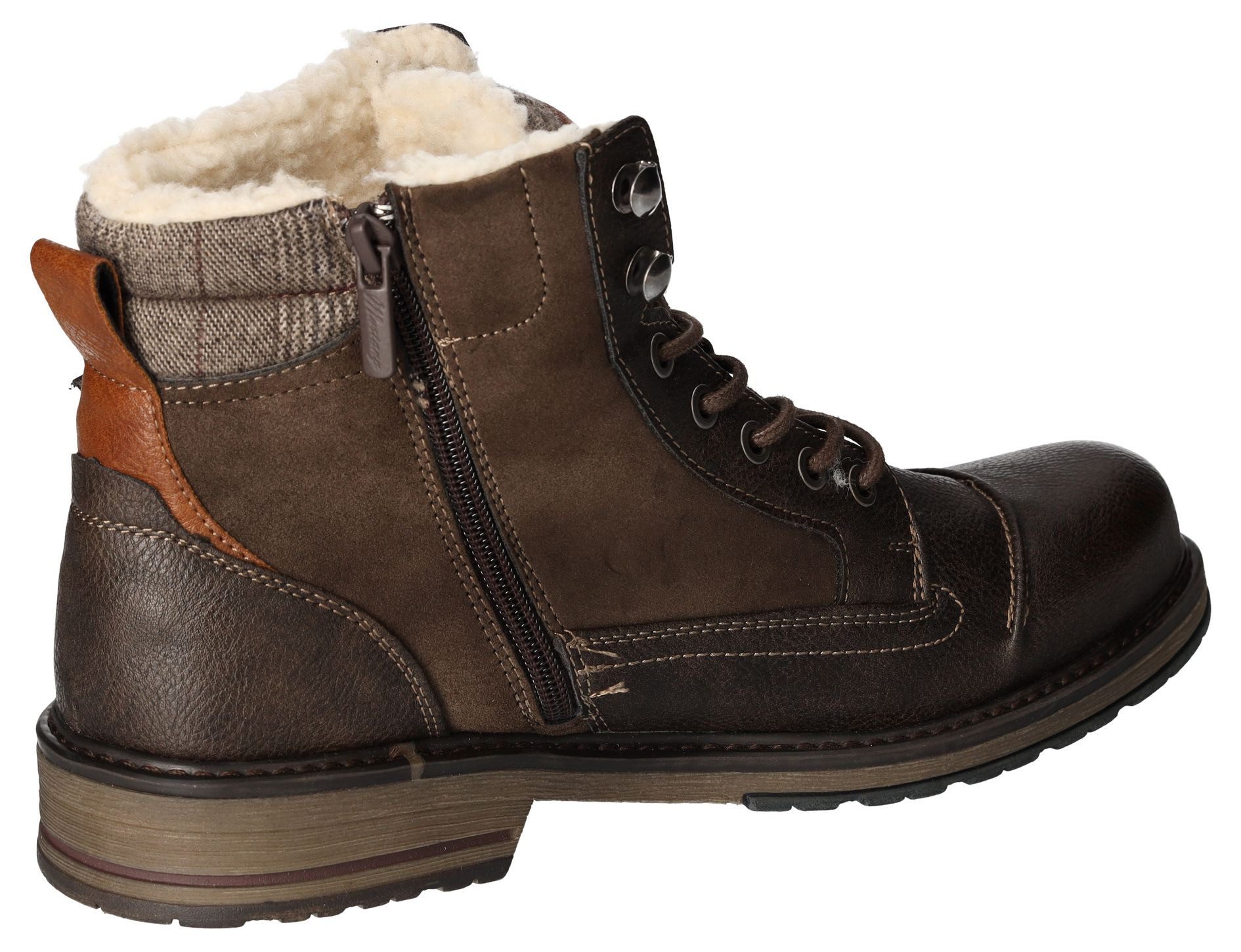 Mustang Shoes Winterlaarzen blokhak, winterlaarsjes, veterschoenen met geruit accent