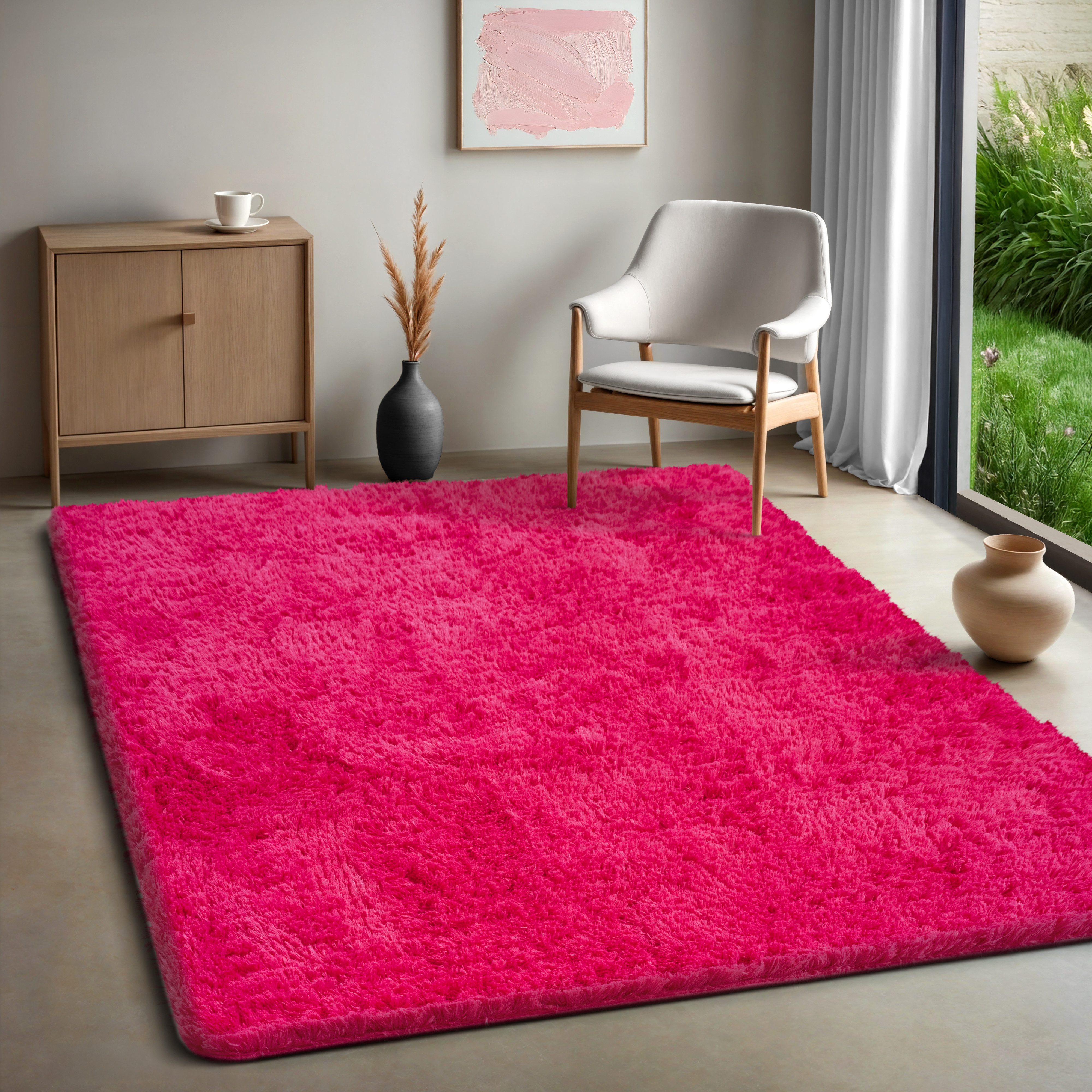 merinos Vloerkleed Fluffy Shaggy Fluffy hoogpolig tapijt, woonkamer, antislip onderkant