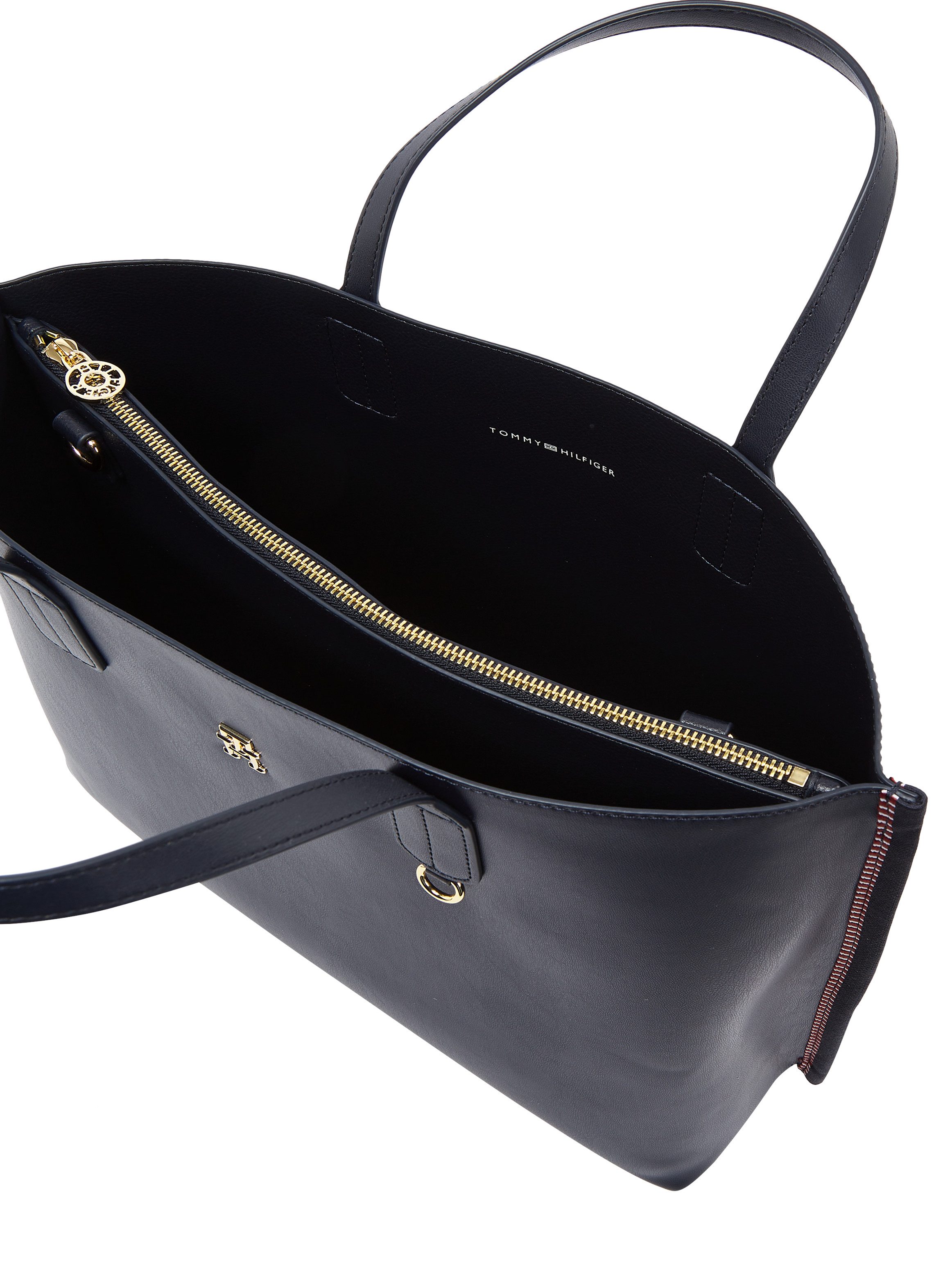 Tommy Hilfiger Schoudertas TH DISTINCT SATCHEL CORP , dames schoudertas, handtas, shopper met zijstreep
