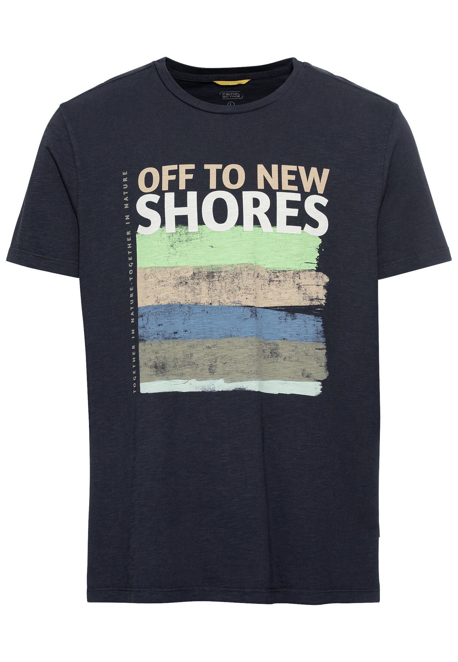 camel active Shirt met korte mouwen met grote frontprint heren t-shirts maat S blauw