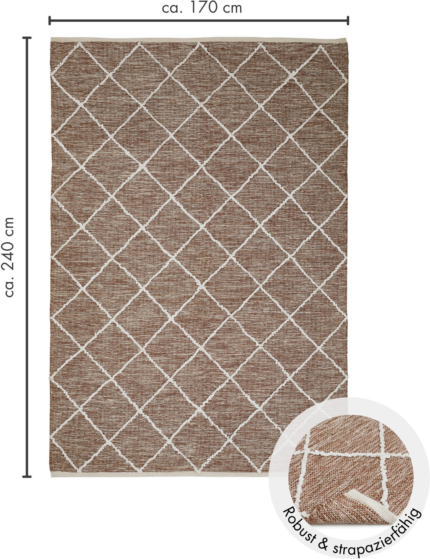 LUXOR living Vloerkleed Pantin Handgeweven, platweefsel, puur katoen, met de hand geweven, geruit design