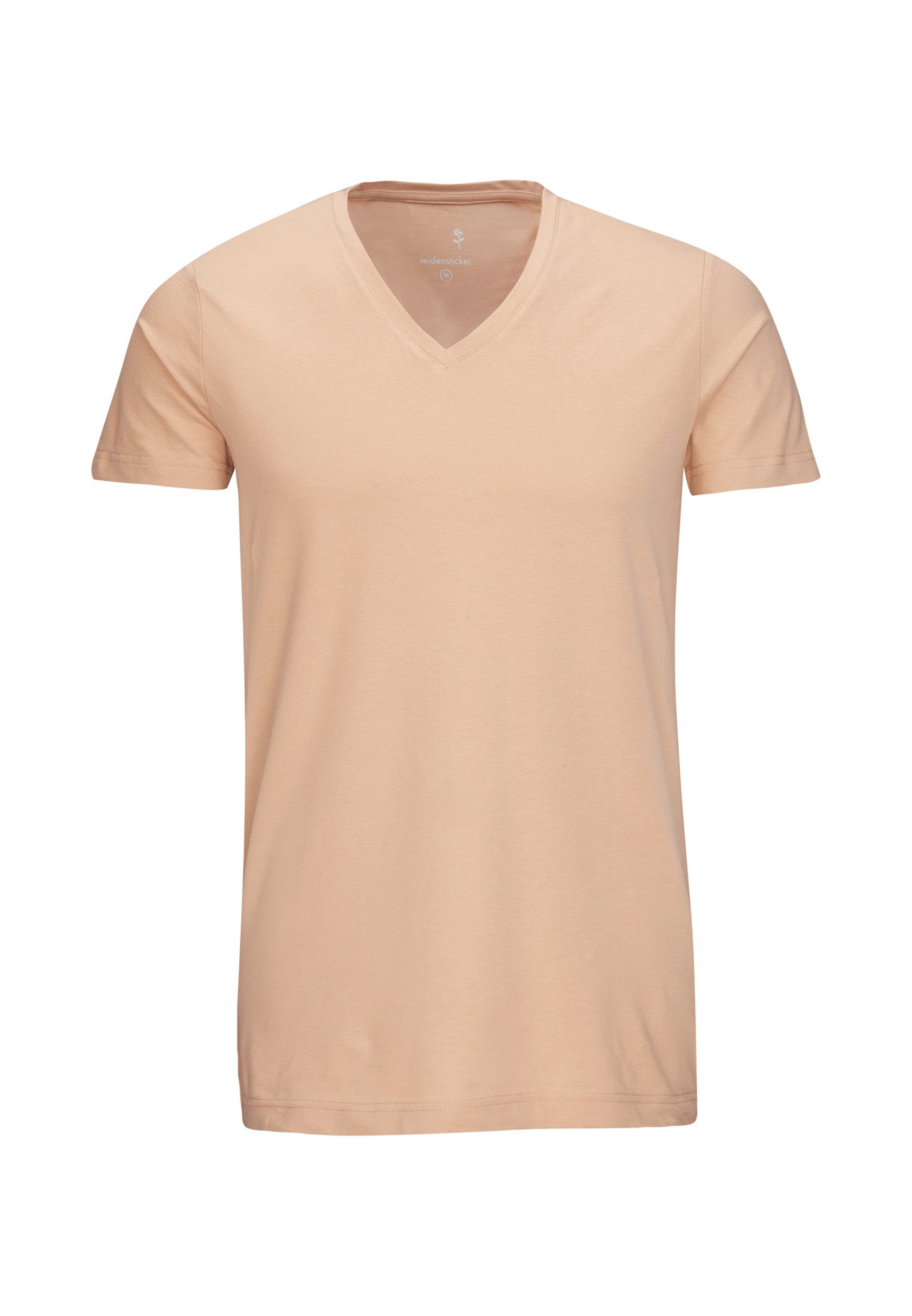 seidensticker T-shirt Zwarte roos Korte mouwen V-hals uni