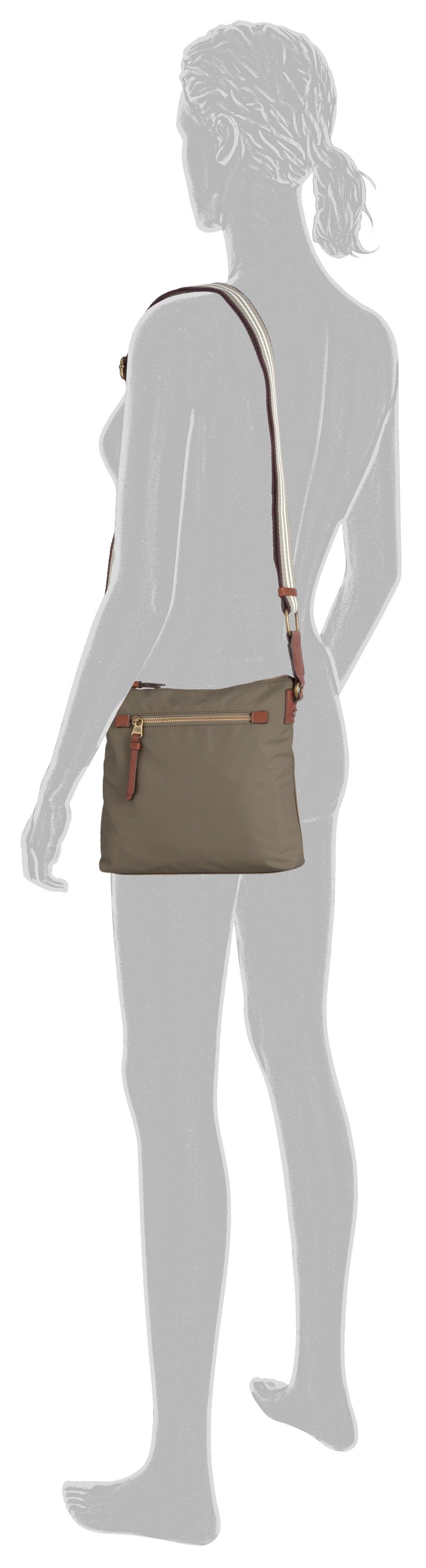 camel active Schoudertas Bari van hoogwaardig mat nylon met gestreept geweven band
