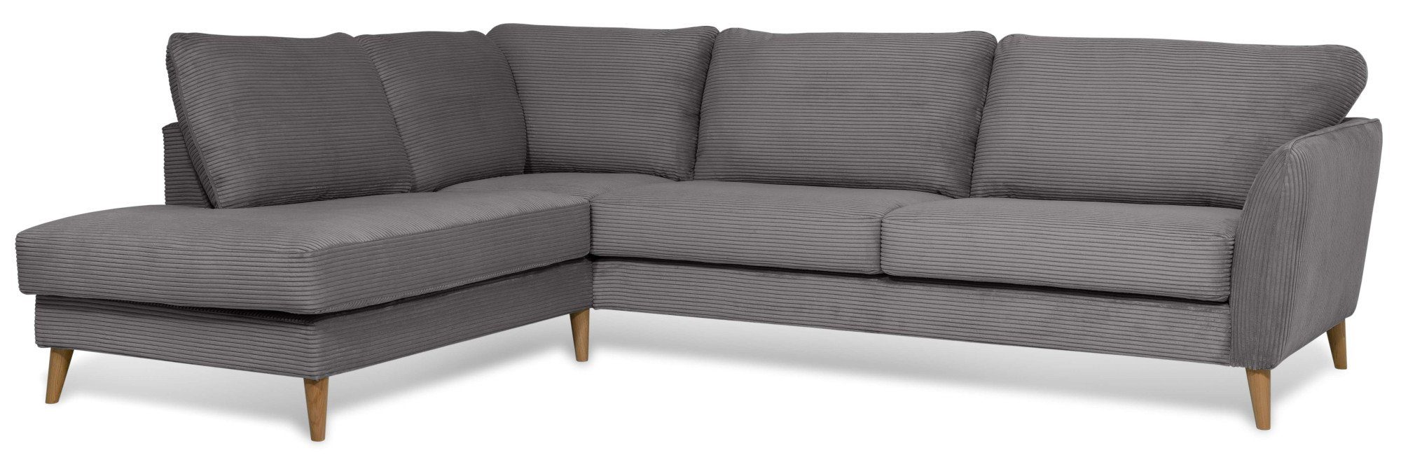 Home affaire Hoekbank MARSEILLE 278x202 cm, L-model, Ottom. Rechts/links Massief houten poten van eiken, in verschillend overtrekken en kleurvarianten