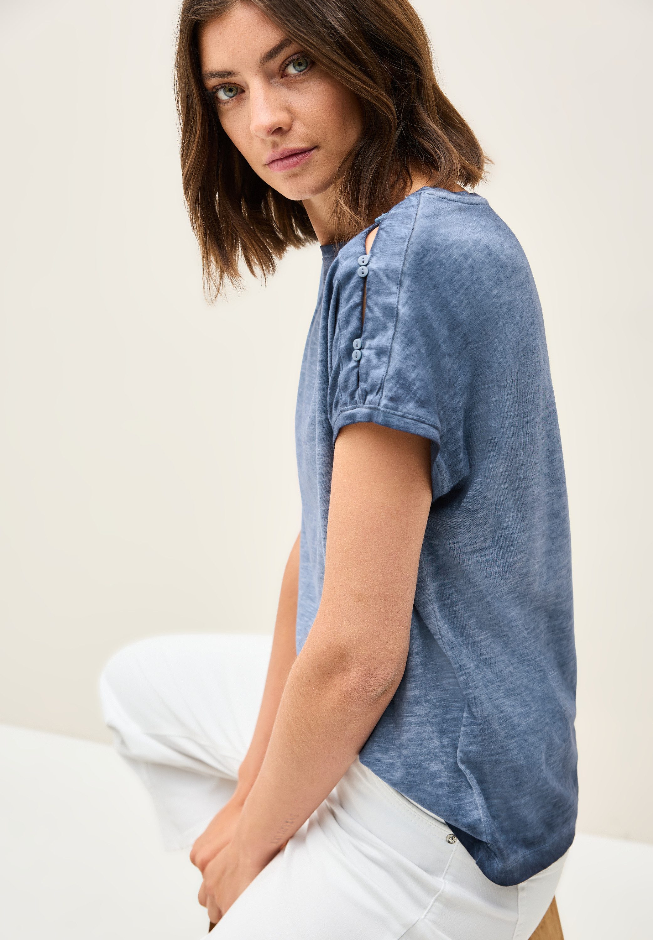 Cecil T-shirt met knoopdetail