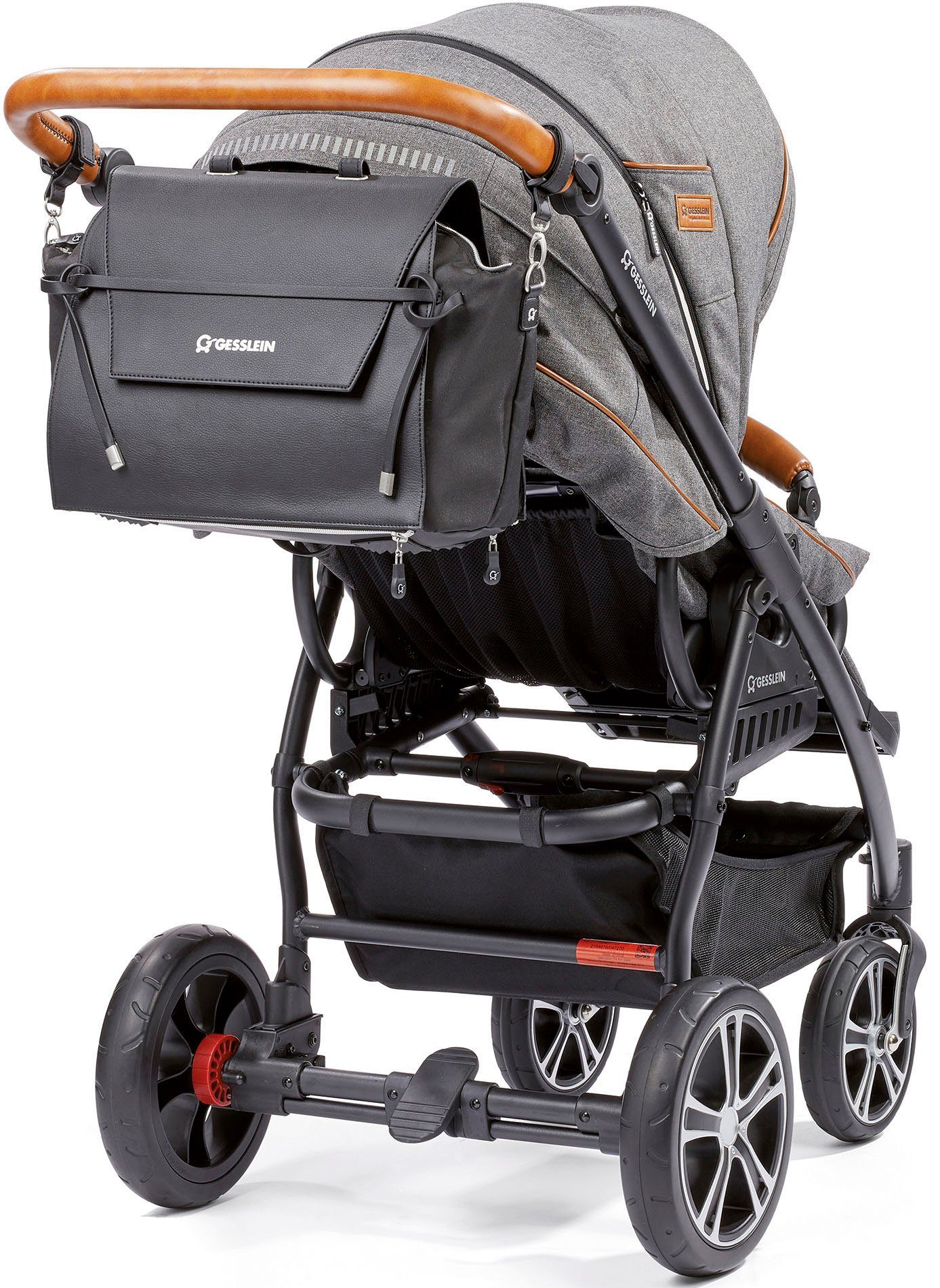 Gesslein Luiertas N°4 zwart, zwart-grijs met aankleedkussen en flessenhouder, made in germany
