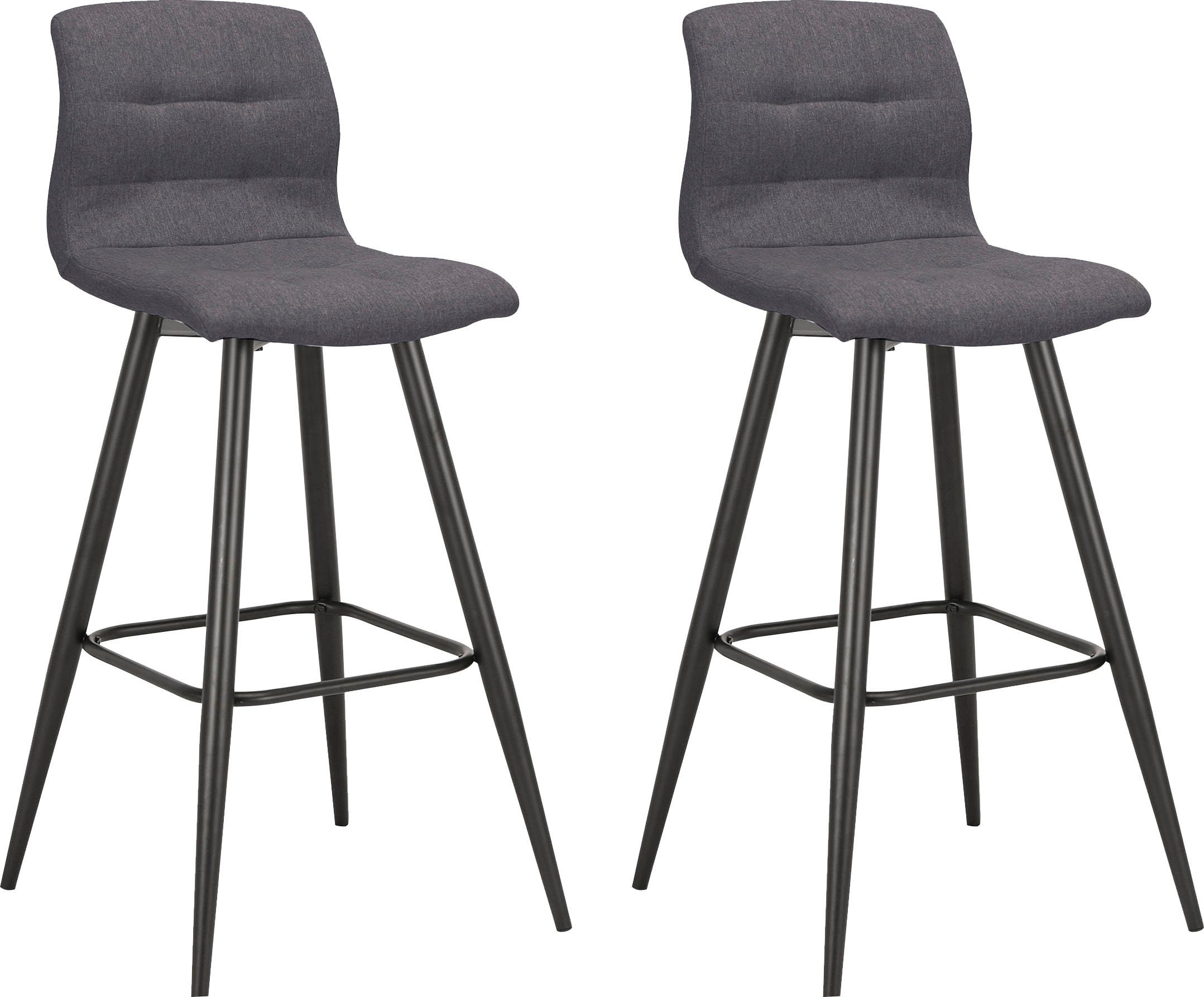 byLIVING Barkruk Simone set van 2, vintage bruin of weefstof antraciet (set, 2 stuks) barkrukken maat Geweven stof zwart