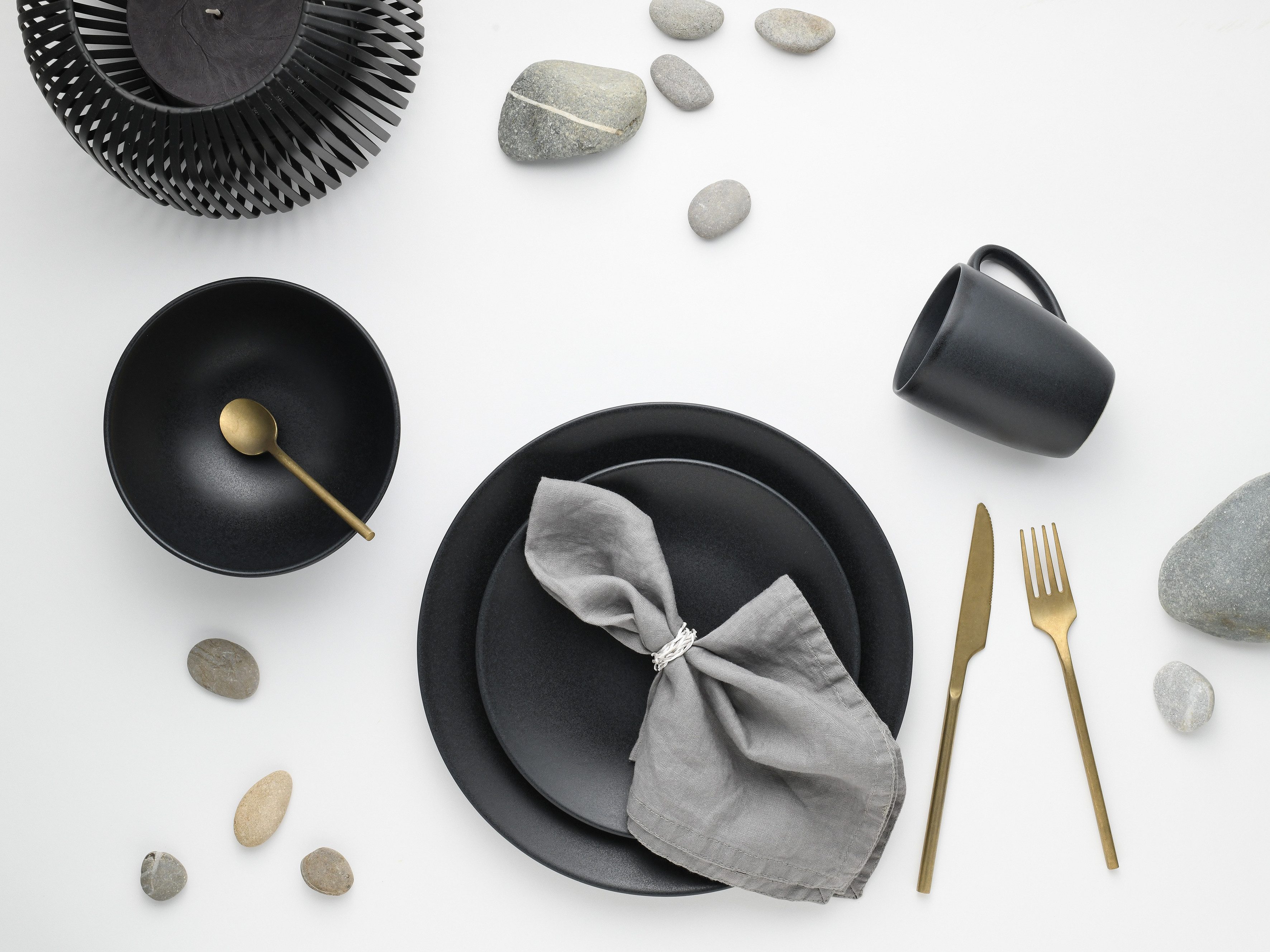 CreaTable Combi-servies Servies-set Soft Touch Black Servies, zwart, zijdemat glazuur, 16 delen, voor 4 personen (set, 16-delig)
