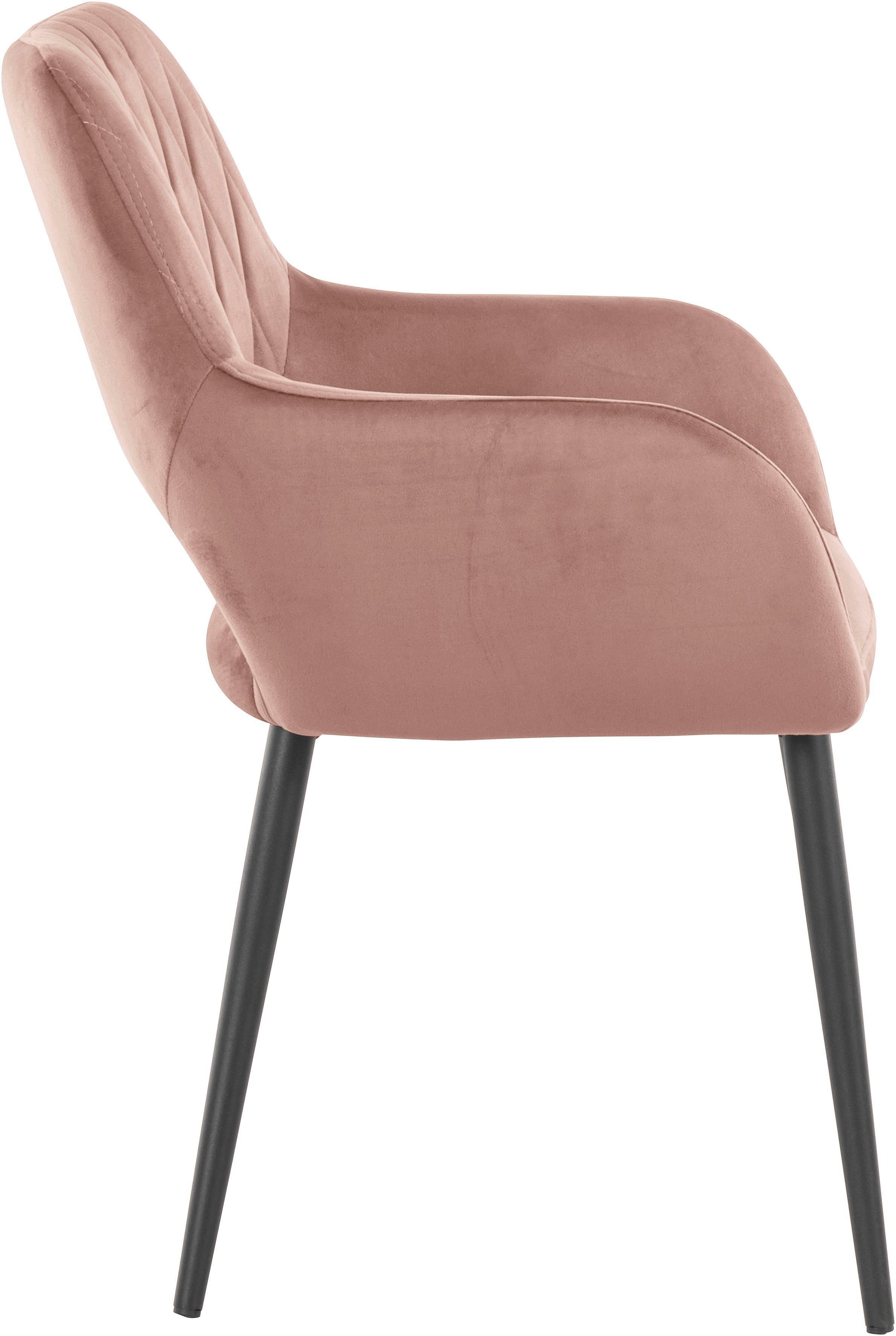 Leonique Eetkamerstoel Franca Zitplaats in fluweel, rugleuning met ruitstepping, zithoogte 48 cm (set)