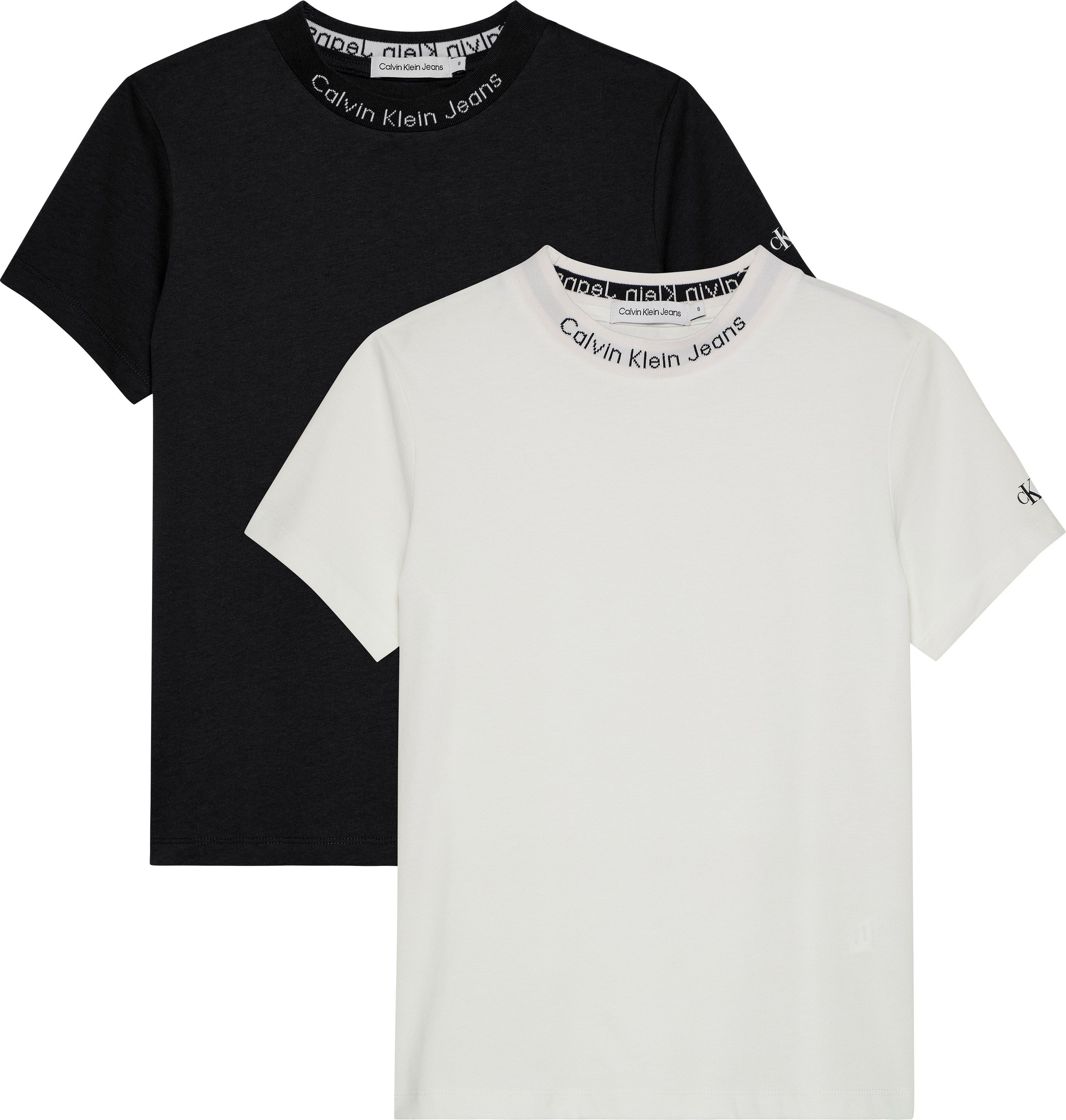 Calvin Klein T-shirt INTARSIA 2-PACK SS T-SHIRT voor kinderen tot 16 jaar, logo-opschrift (set, 2)
