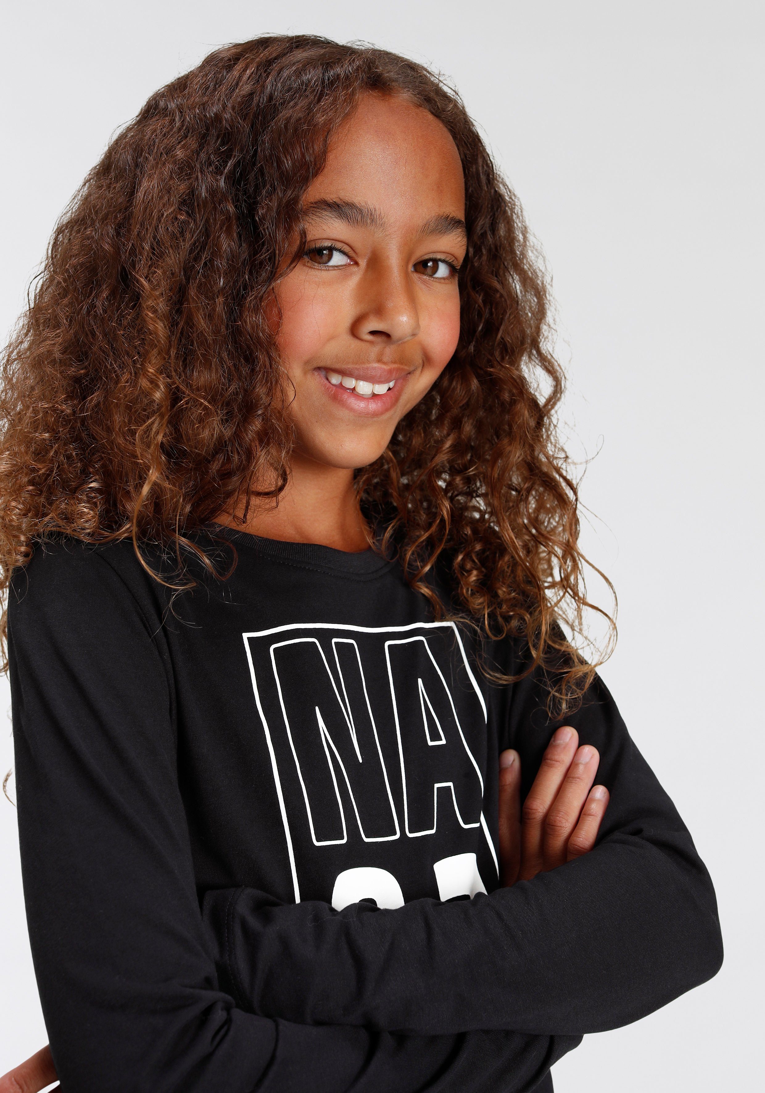 KIDSWORLD Shirt met lange mouwen NA&? lange mouwen, basic pasvorm, met statement-print