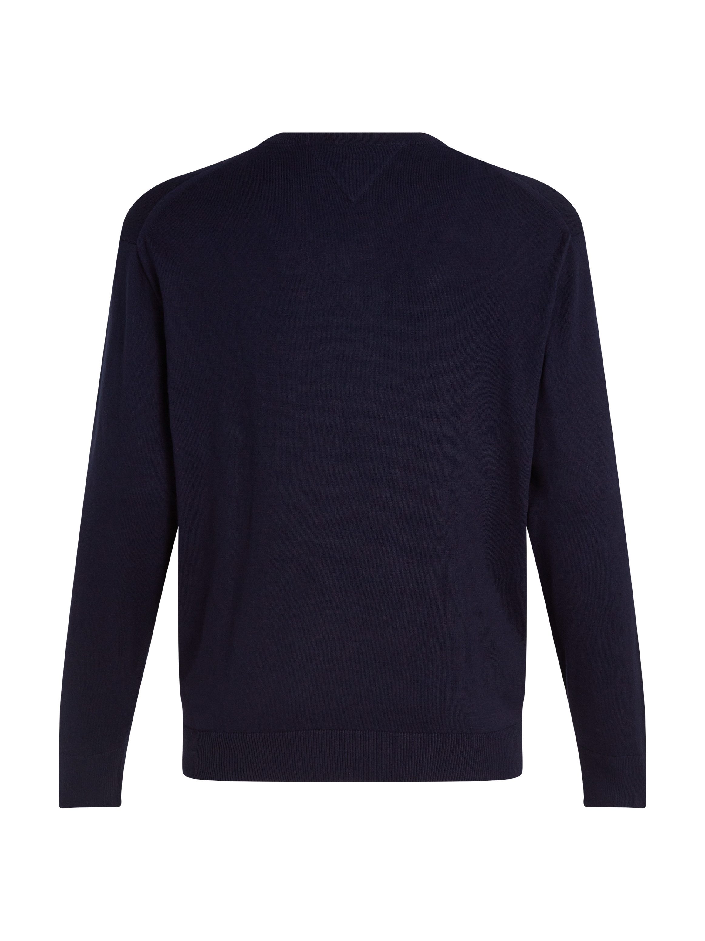 Tommy Hilfiger Gebreide trui BT-PIMA ORG CTN CASHMERE VNCK-B in grote maten, met logo borduurwerk op borsthoogte