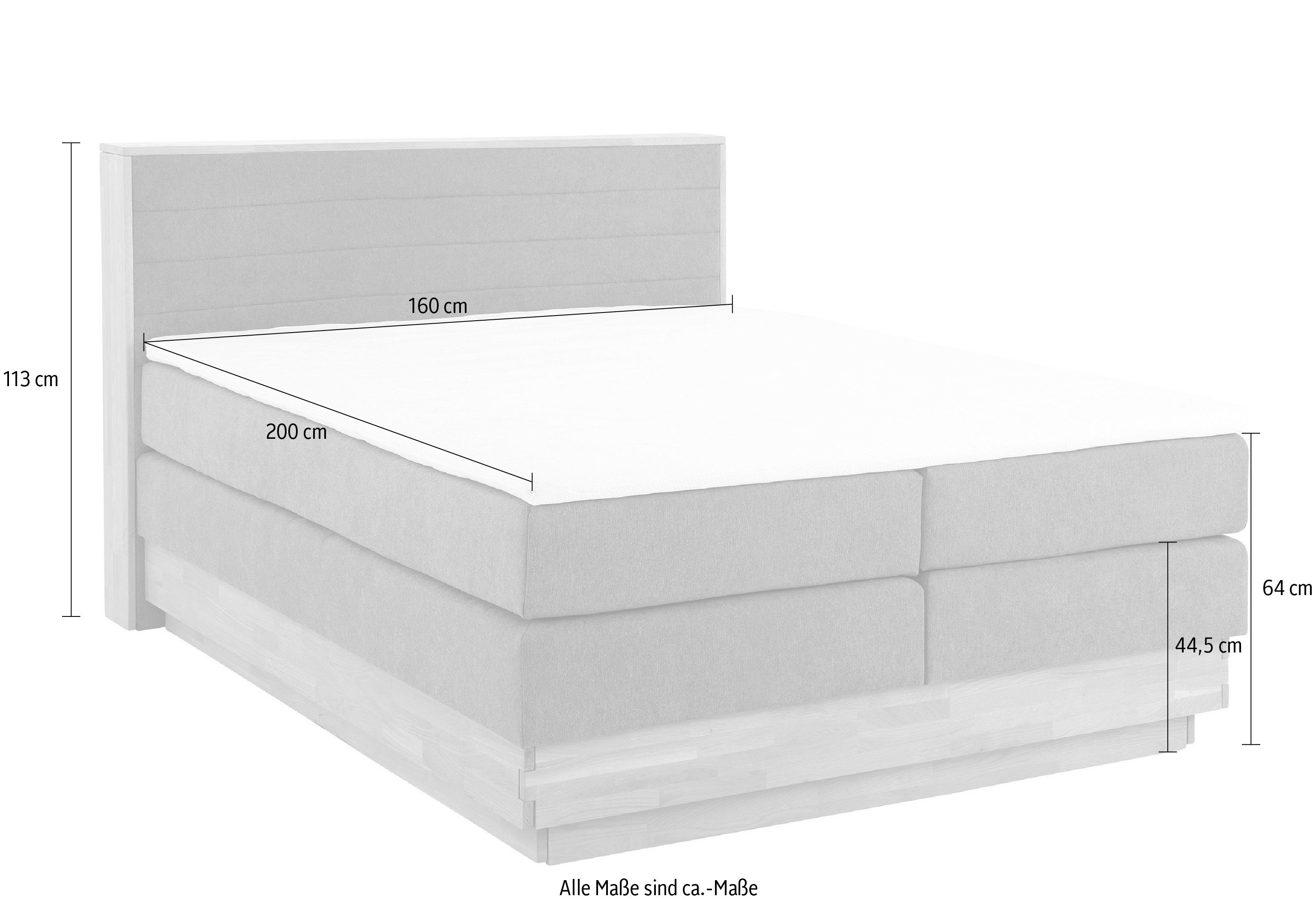 Home affaire Boxspring Cavan Eiken, met bedkist & topmatras, verschillende hardheden (ook H4)