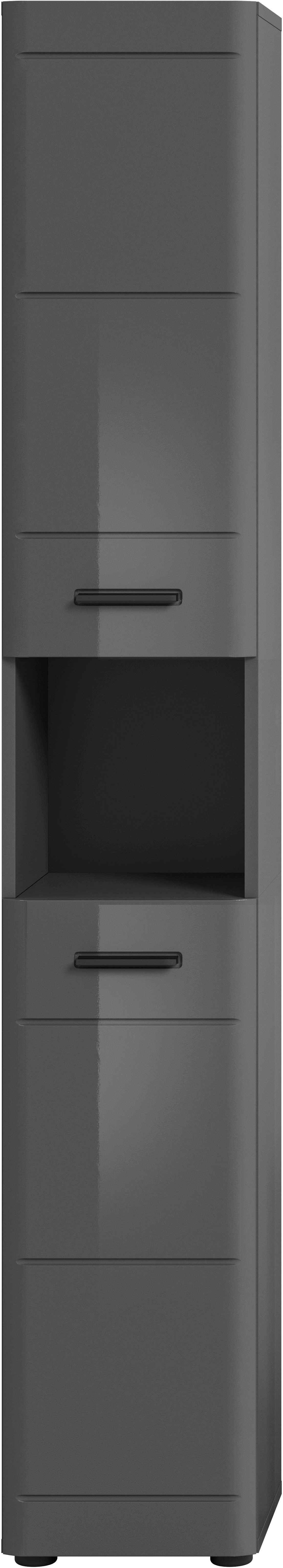 welltime Hoge kast Doux, hoogte 180 cm, 2 deuren, 1 open vak, 3 planken Deuraanslag verwisselbaar, MDF front, badkamerkast, badkamermeubels, badkamer