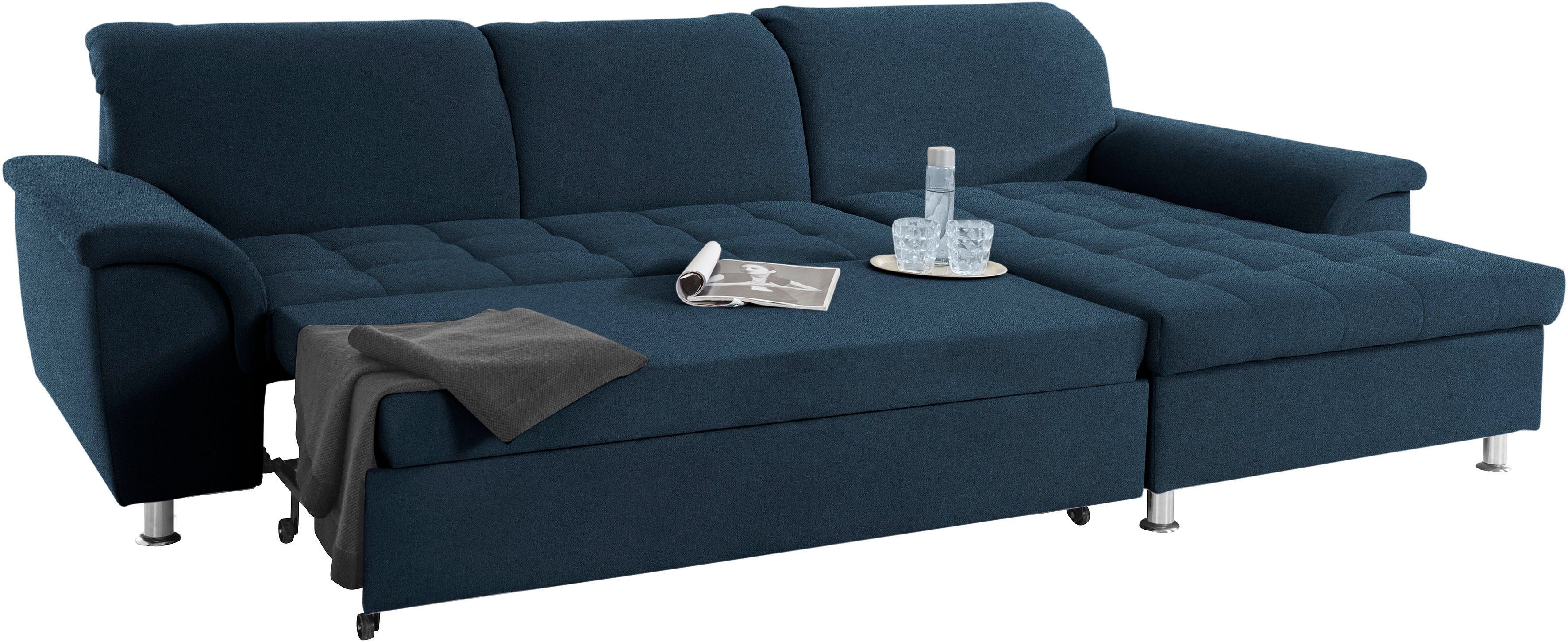 DOMO collection Hoekbank Franzi, zeitlos und elegant, moderne Sitzheftung, L-Form naar keuze met verstelbare hoofdsteun (dan diepte: 170 cm)