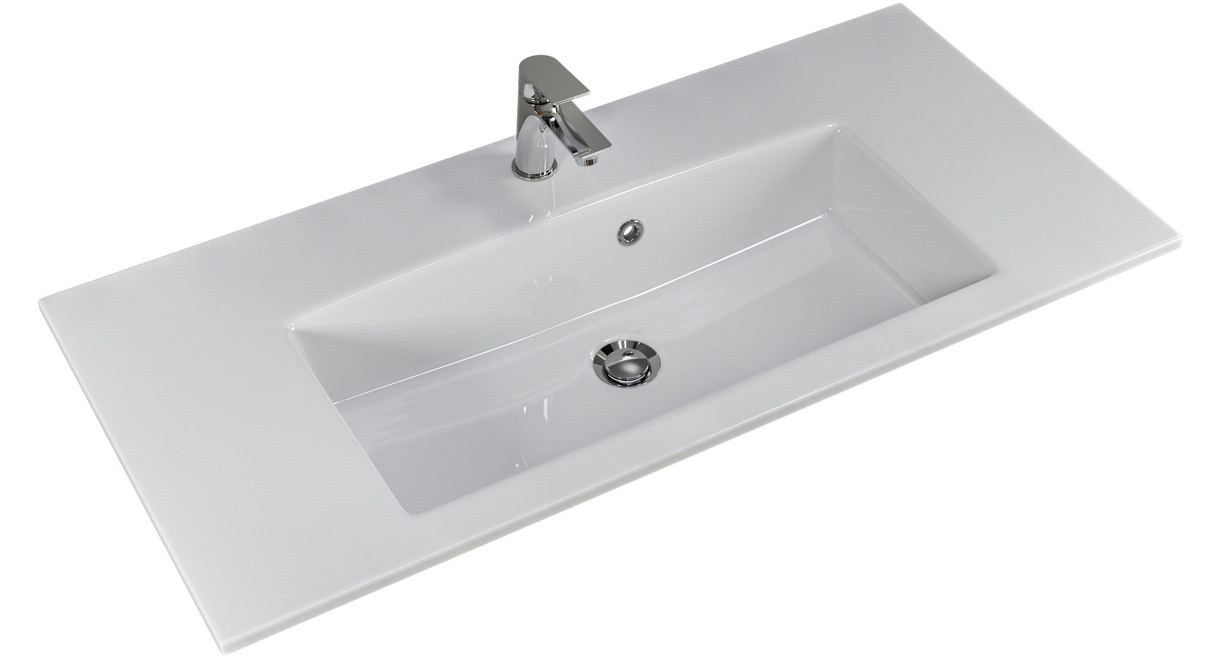 Saphir Badmeubelset Trentino 2-delig mineralen marmer wasbak, spiegelkast met LED-profiel (3 stuks)