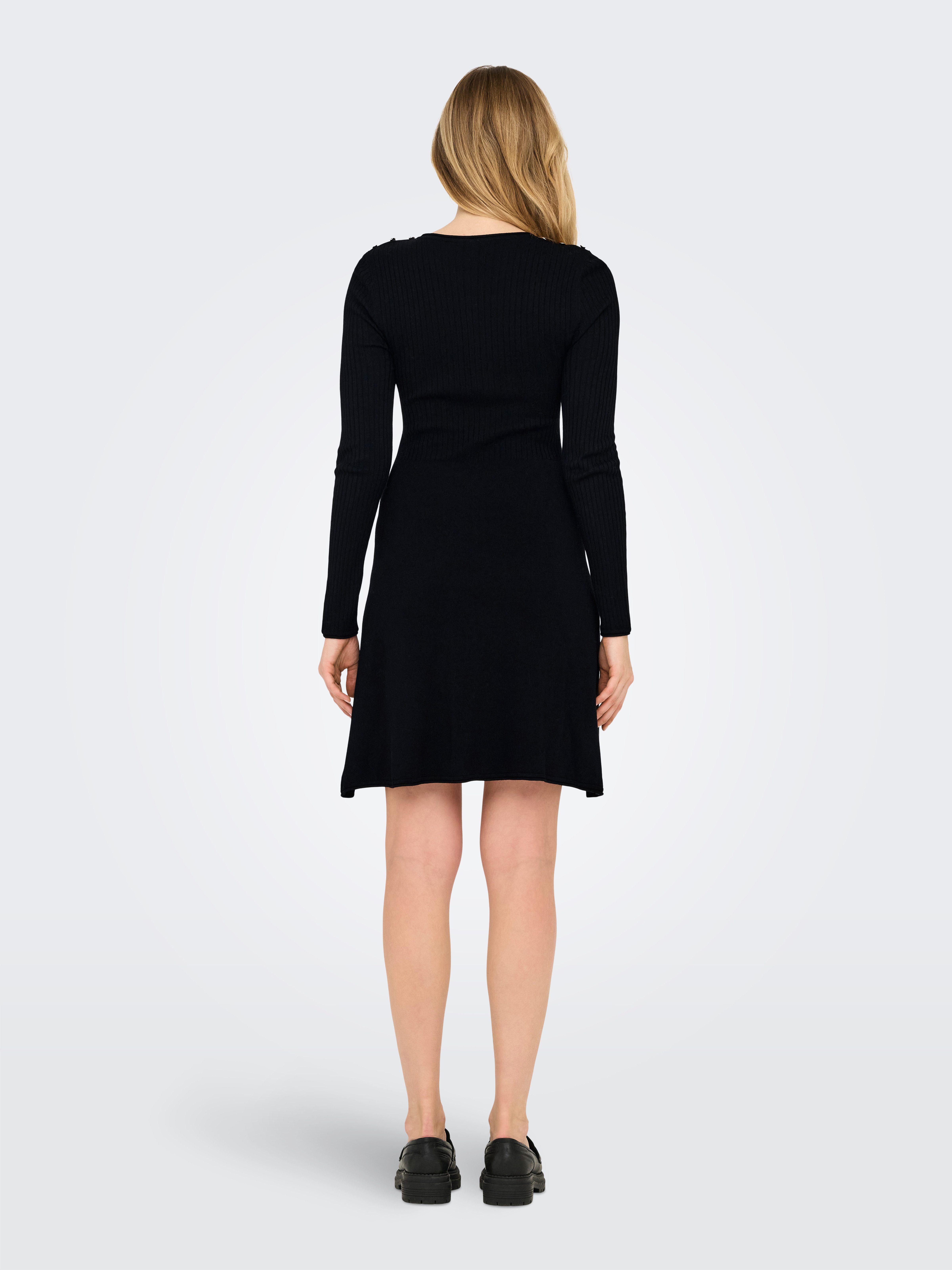 Only Midi-jurk ONLMILA SL BUTTON O-NECK DRESS EX KNT