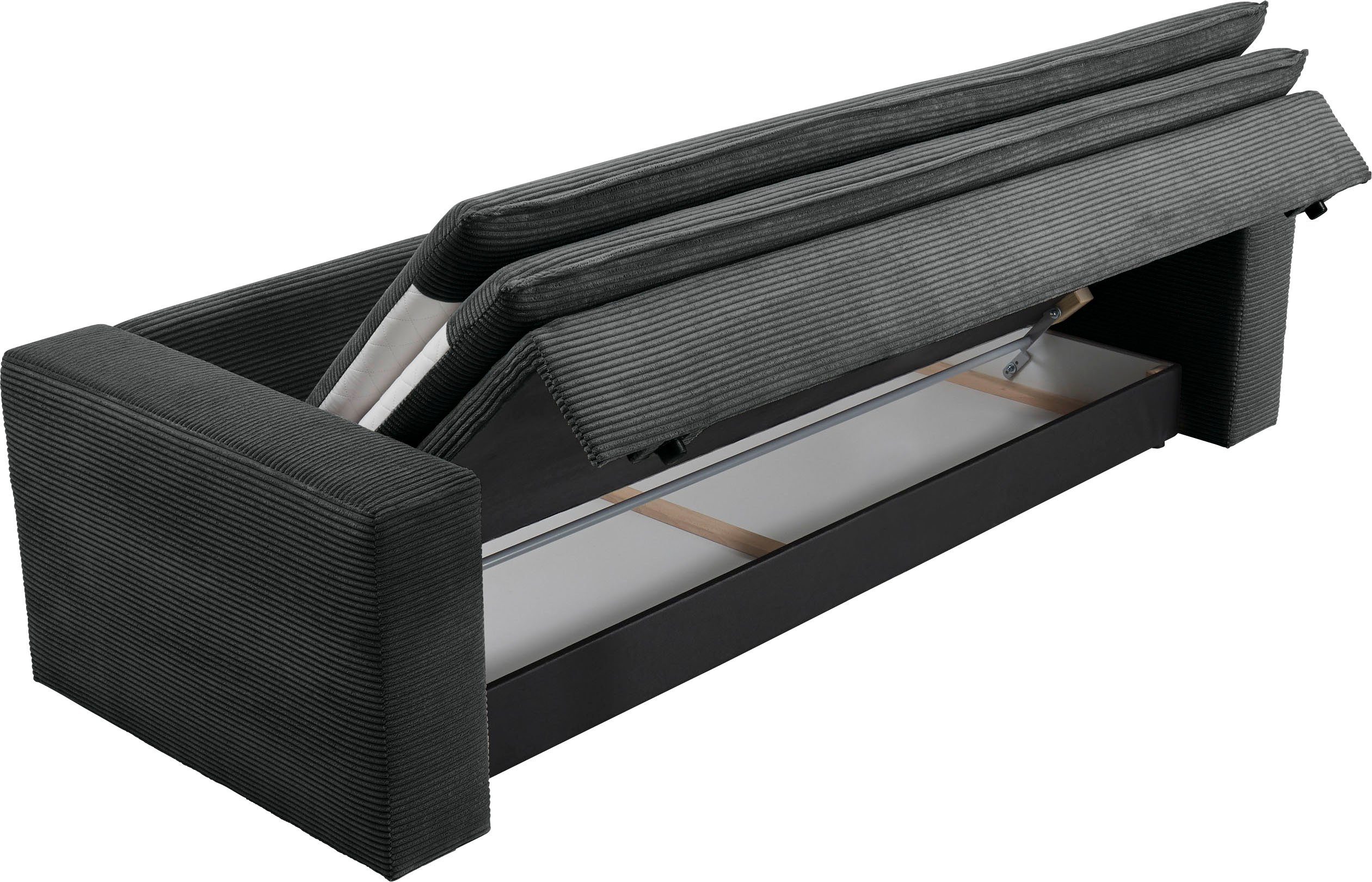 Places of Style 3-zitsbank PIAGGE Cord-bekleding - met slaapfunctie en bedkist, met praktische topmatras