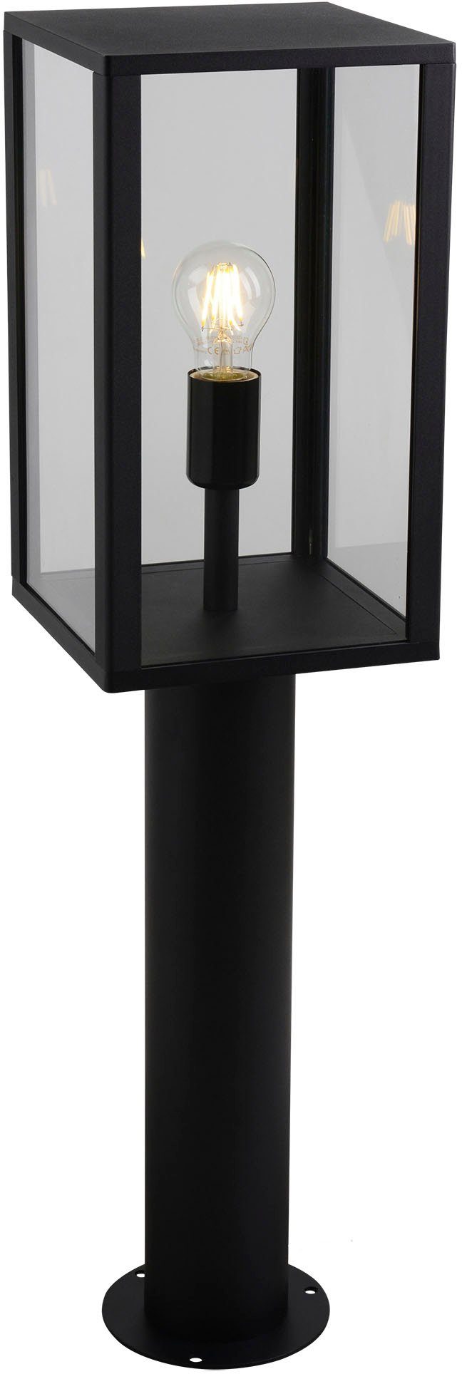 näve Staande lamp voor buiten Aila Sokkellamp, hoekig, excl. 1x E27 60 W, glas, aluminium, zwart (1 stuk)