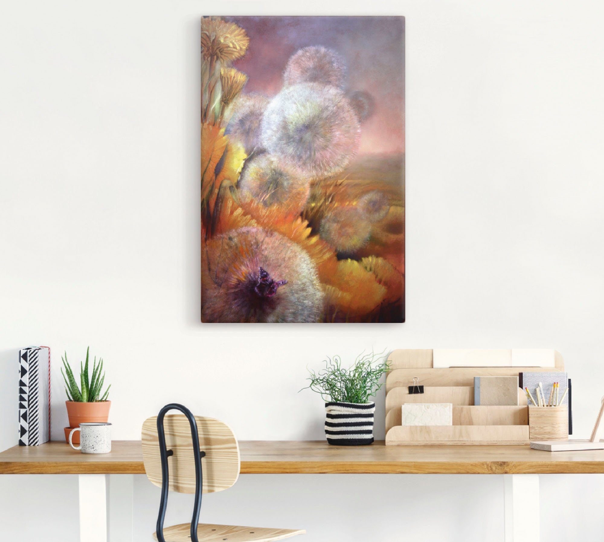 Artland Artprint Paardenbloem en vlinder als artprint op linnen, poster in verschillende formaten maten