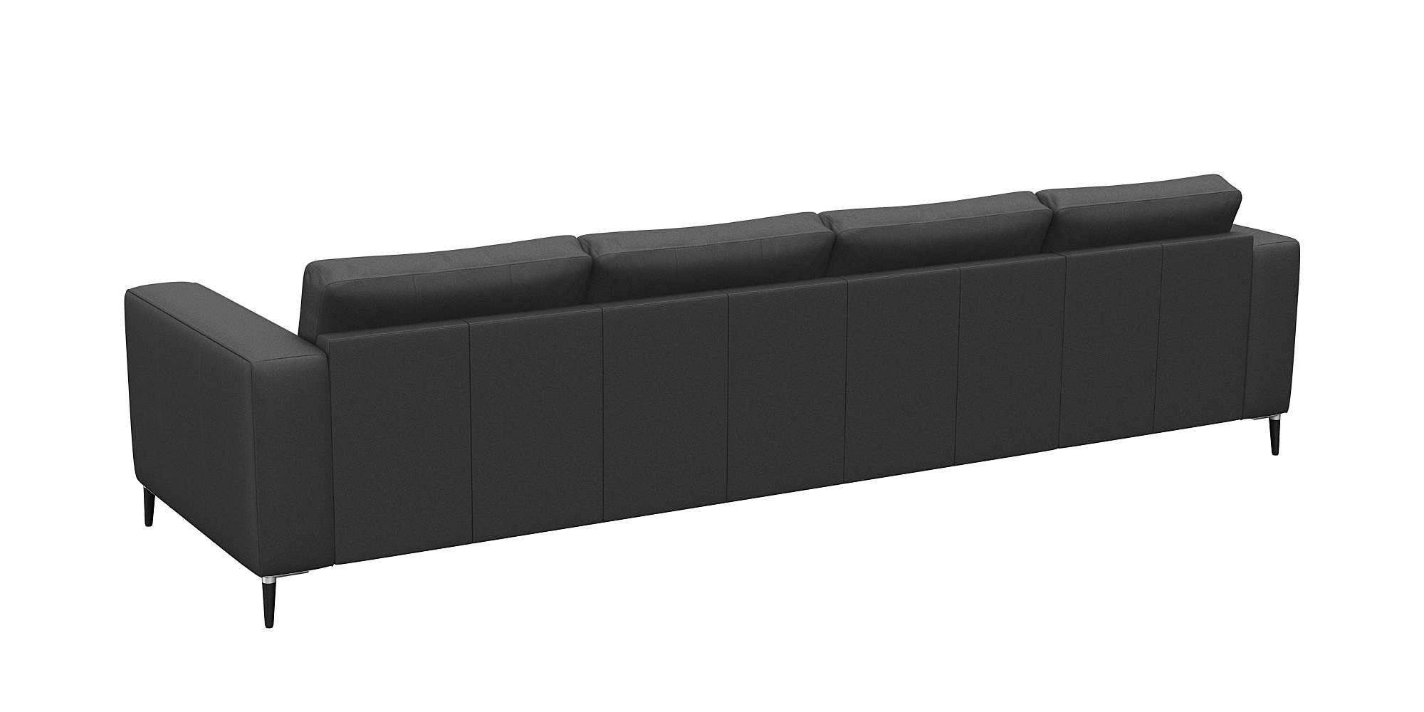 FLEXLUX Hoekbank Fiore, L-vorm brede armleuningen, koudschuim, poten aluminium + zwart