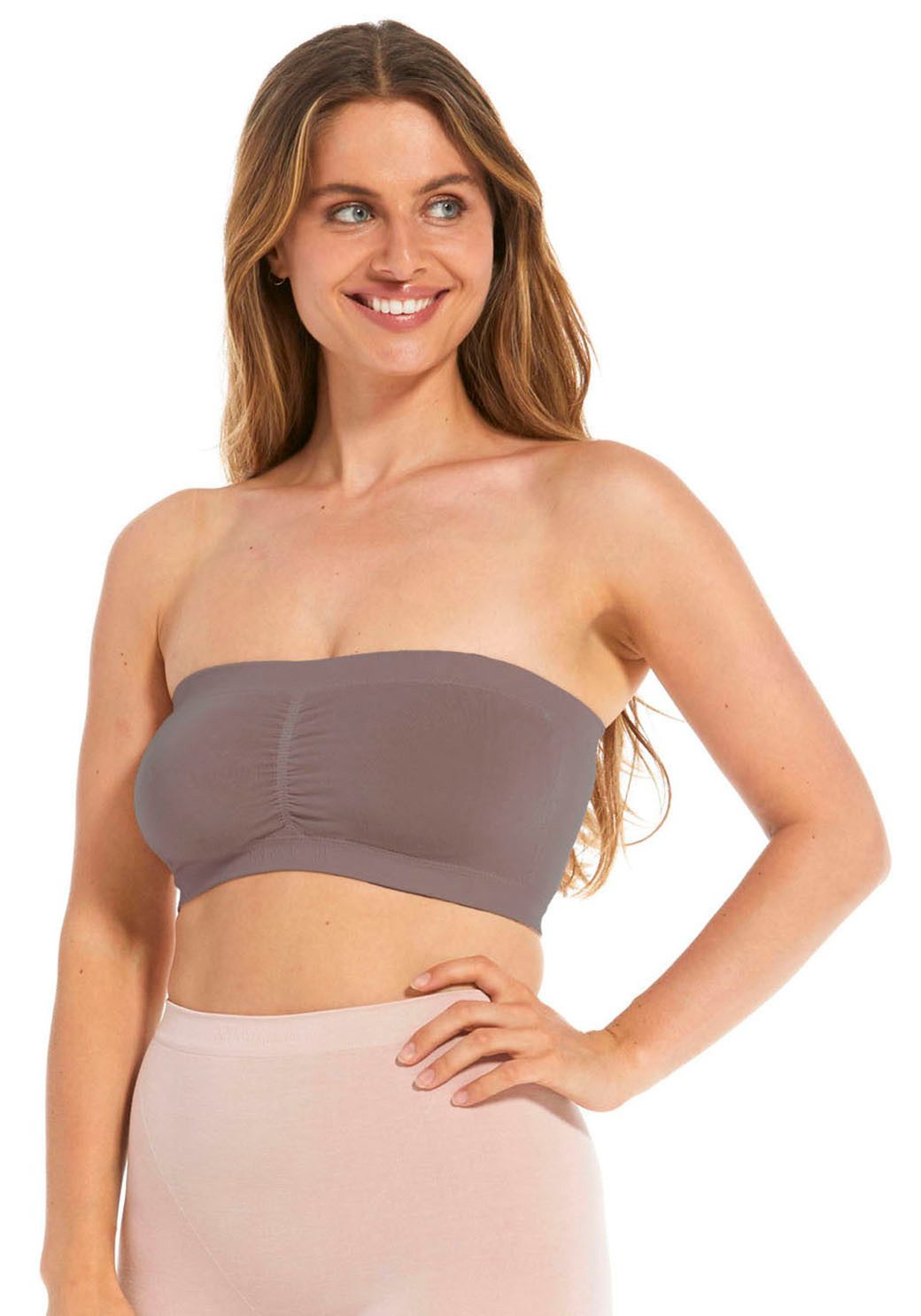 Magic Body Fashion Bandeau-bh Comfort Bandeau met uitneembare vullingen dames strapless bh's maat M bruin