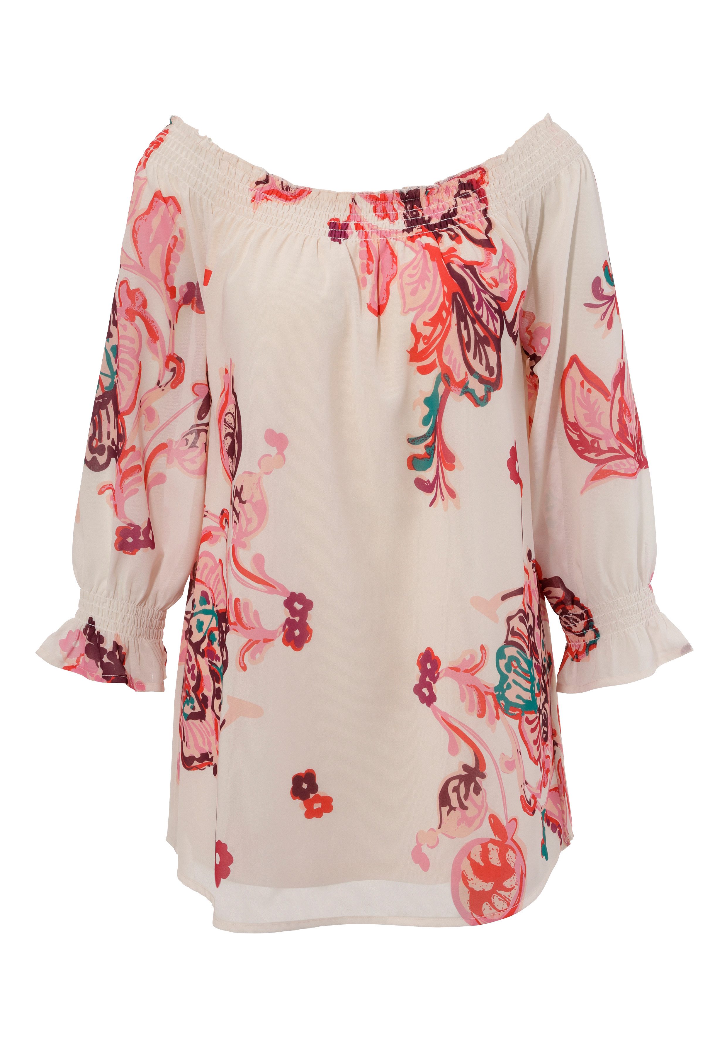 Aniston CASUAL Blouse zonder sluiting met extravagante bloemenprint elk stuk is uniek nieuwe collectie
