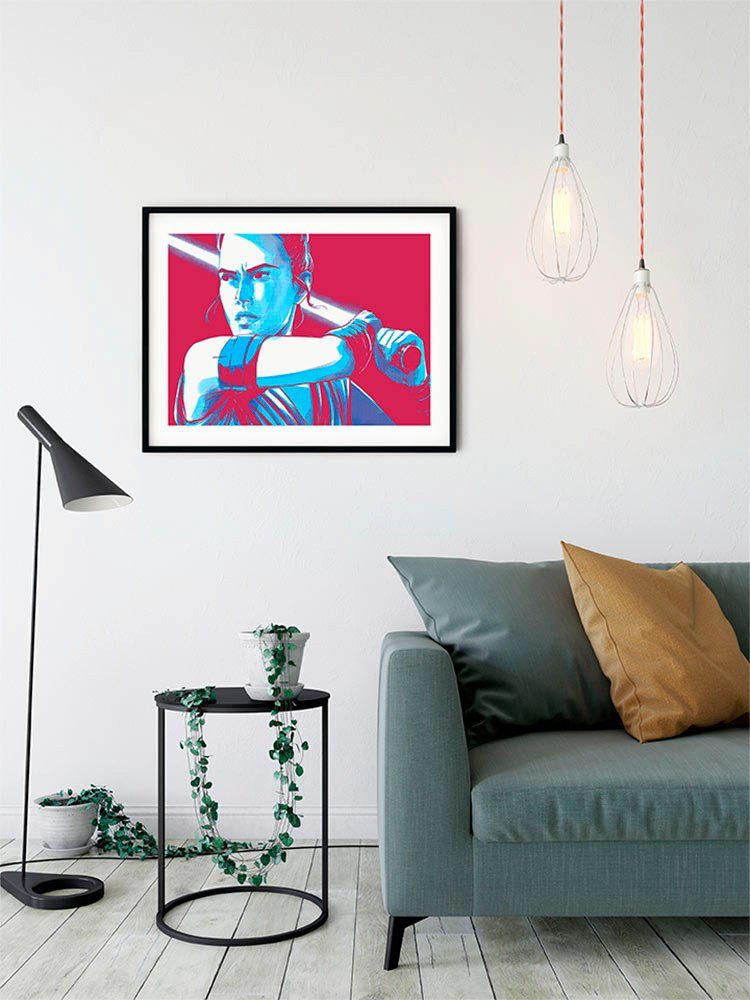 Komar Wanddecoratie Star Wars Faces Rey Wanddecoratie voor de kinderkamer - zonder lijst (1 stuk)