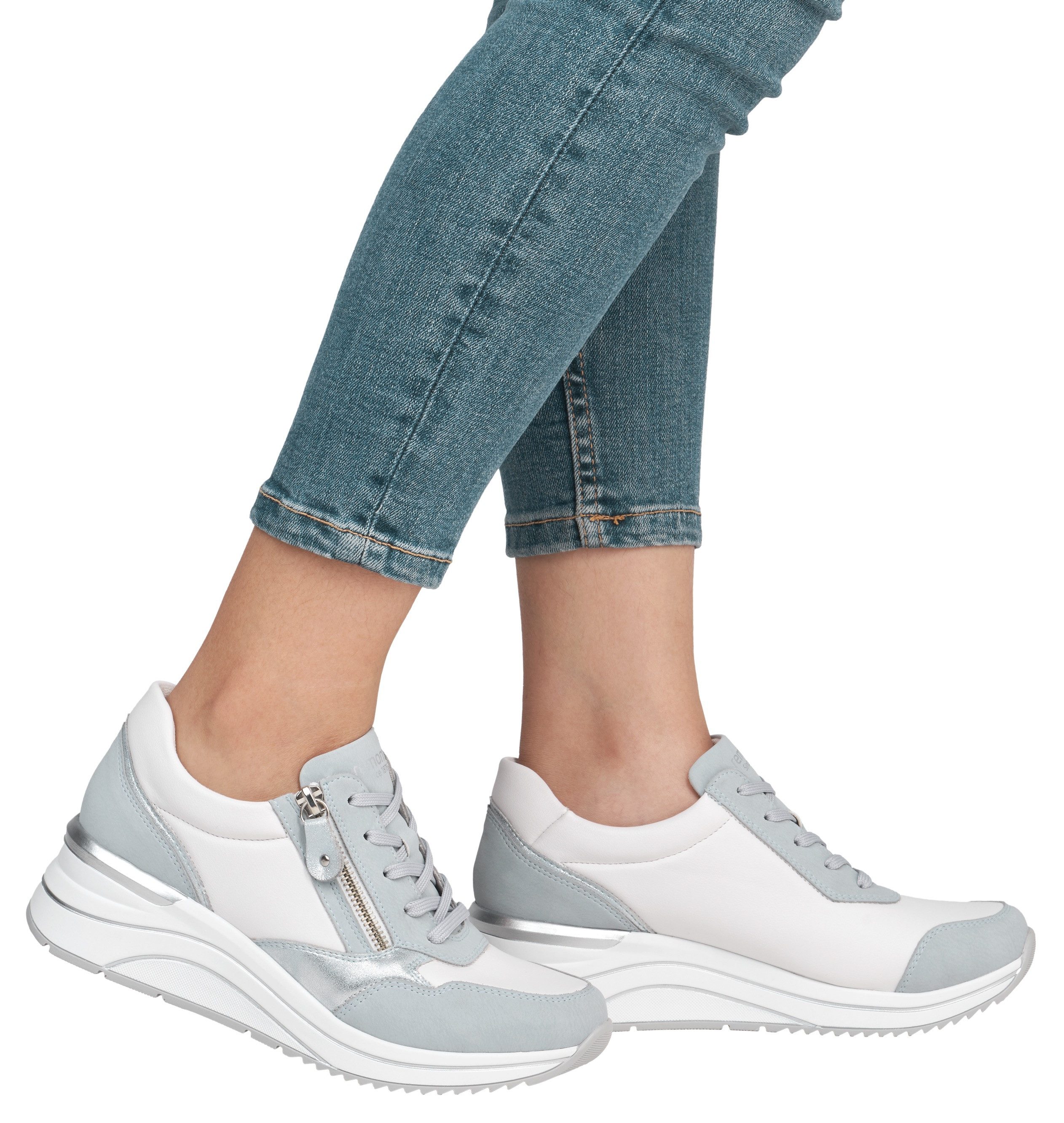 Remonte Sneakers met sleehak , vrijetijdsschoen, lage schoen, veterschoen, vegan verwerking