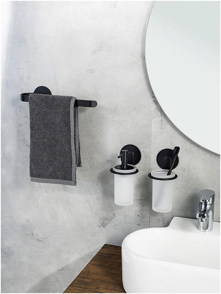 WENKO Poetsbeker Turbo-Loc® model Bivio met wandbevestiging zonder boren, aluminium, gesatineerd glas