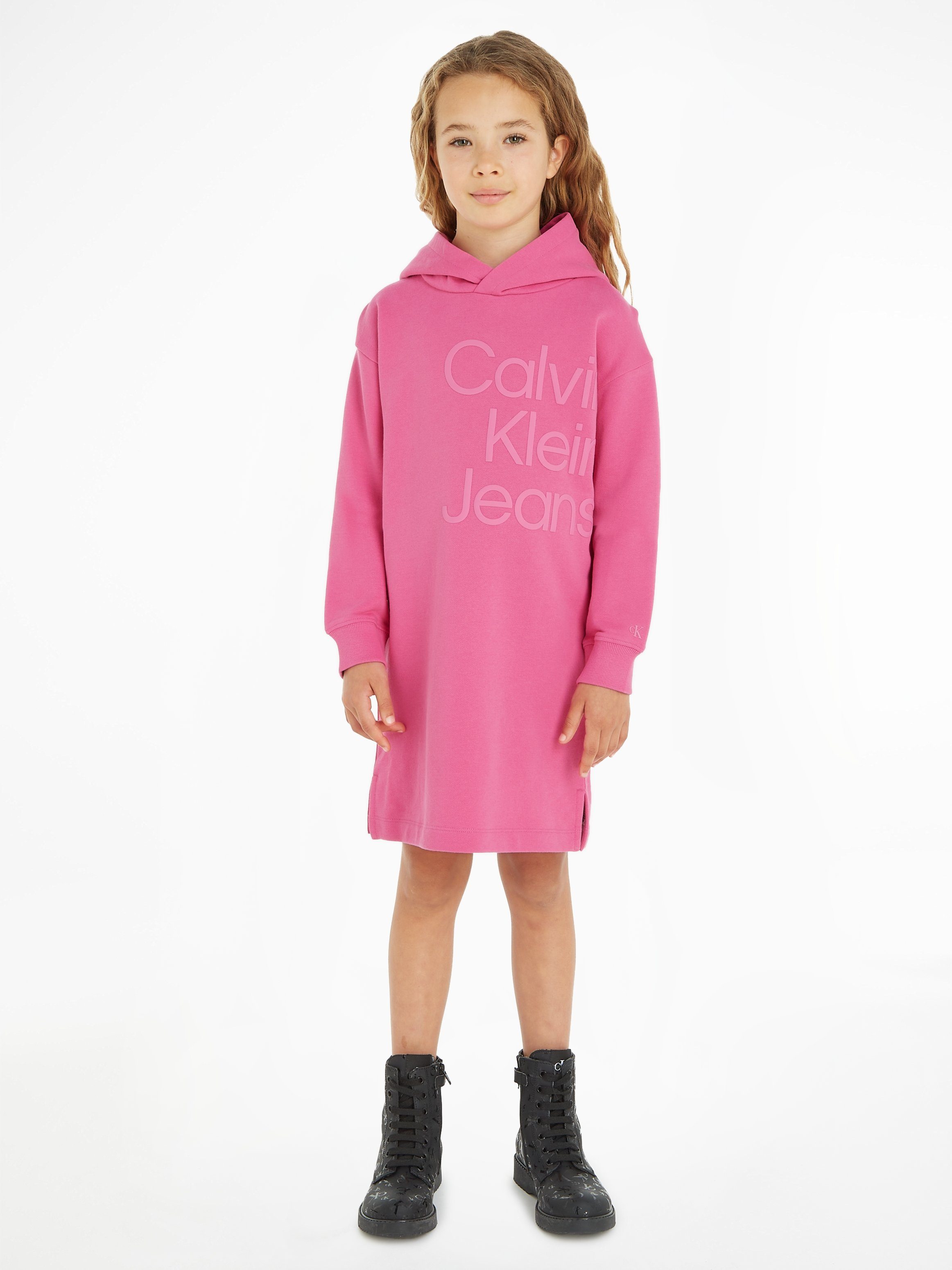 Calvin Klein Sweatjurk PUFF HERO LOGO LS HOODIE DRESS