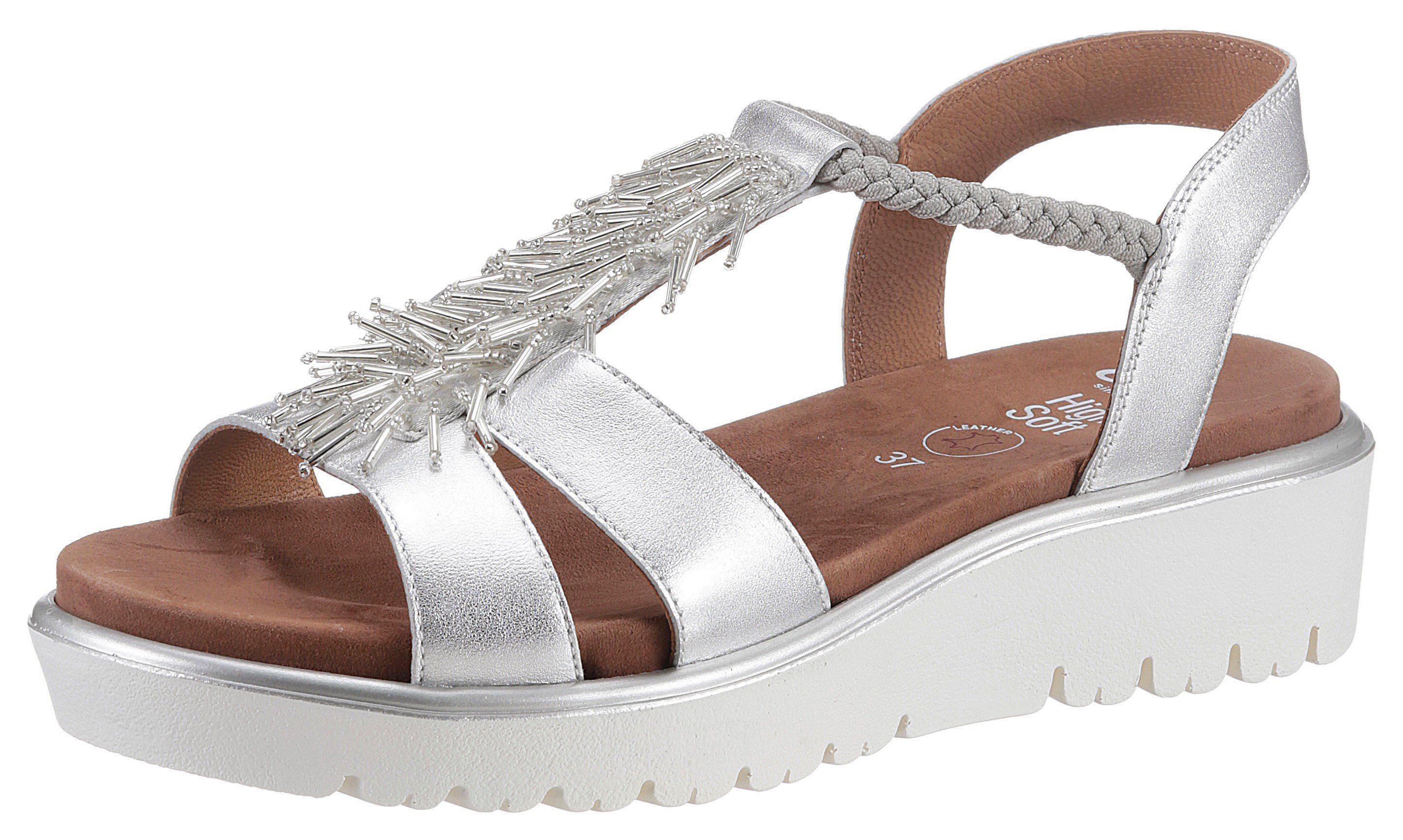 Ara Sandalen Bilbao zomerschoen, sandaal, sleehak, met mooie versiering dames sandaaltjes maat 43 EU zilver