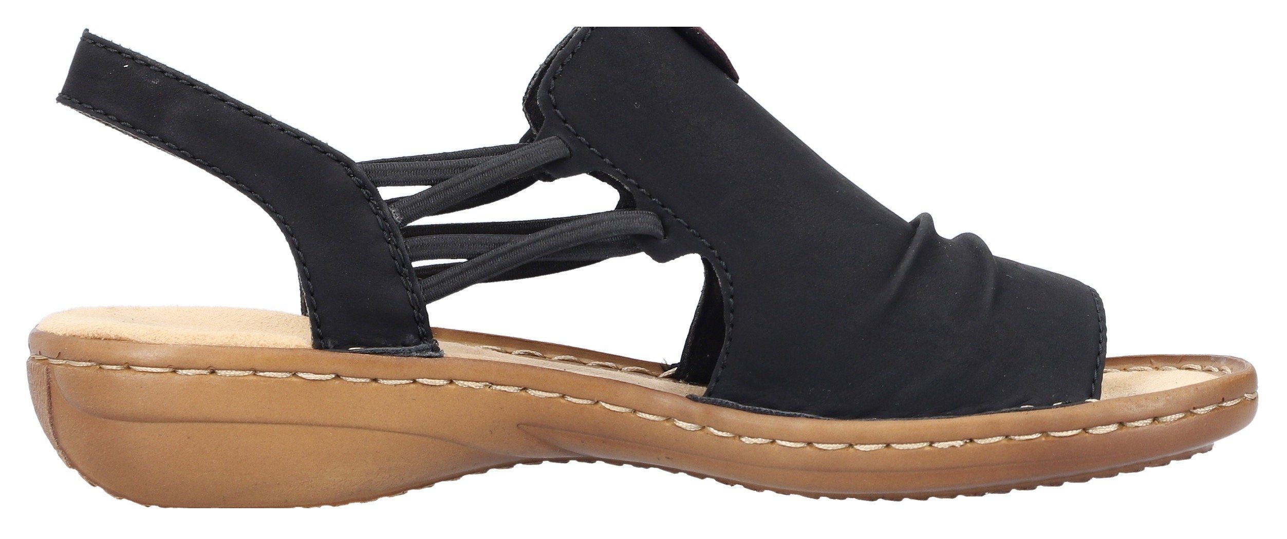 Rieker Sandalen , zomerschoen, sandaal, sleehak, met elastiek voor perfecte pasvorm