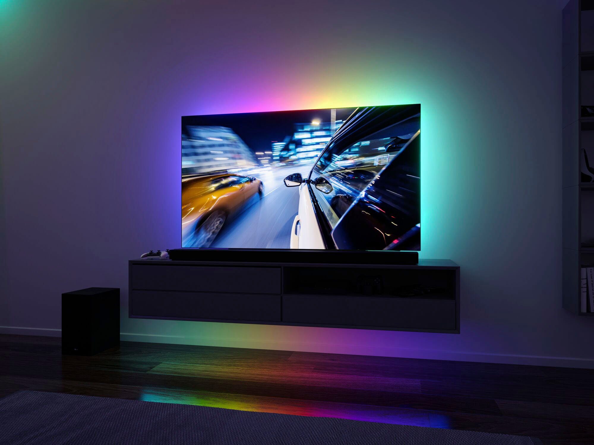 Paulmann Led-strepen USB LED Strip TV-Verlichting 65 Inch 2,4m Dynamic Rainbow RGB 4W (1 stuk)