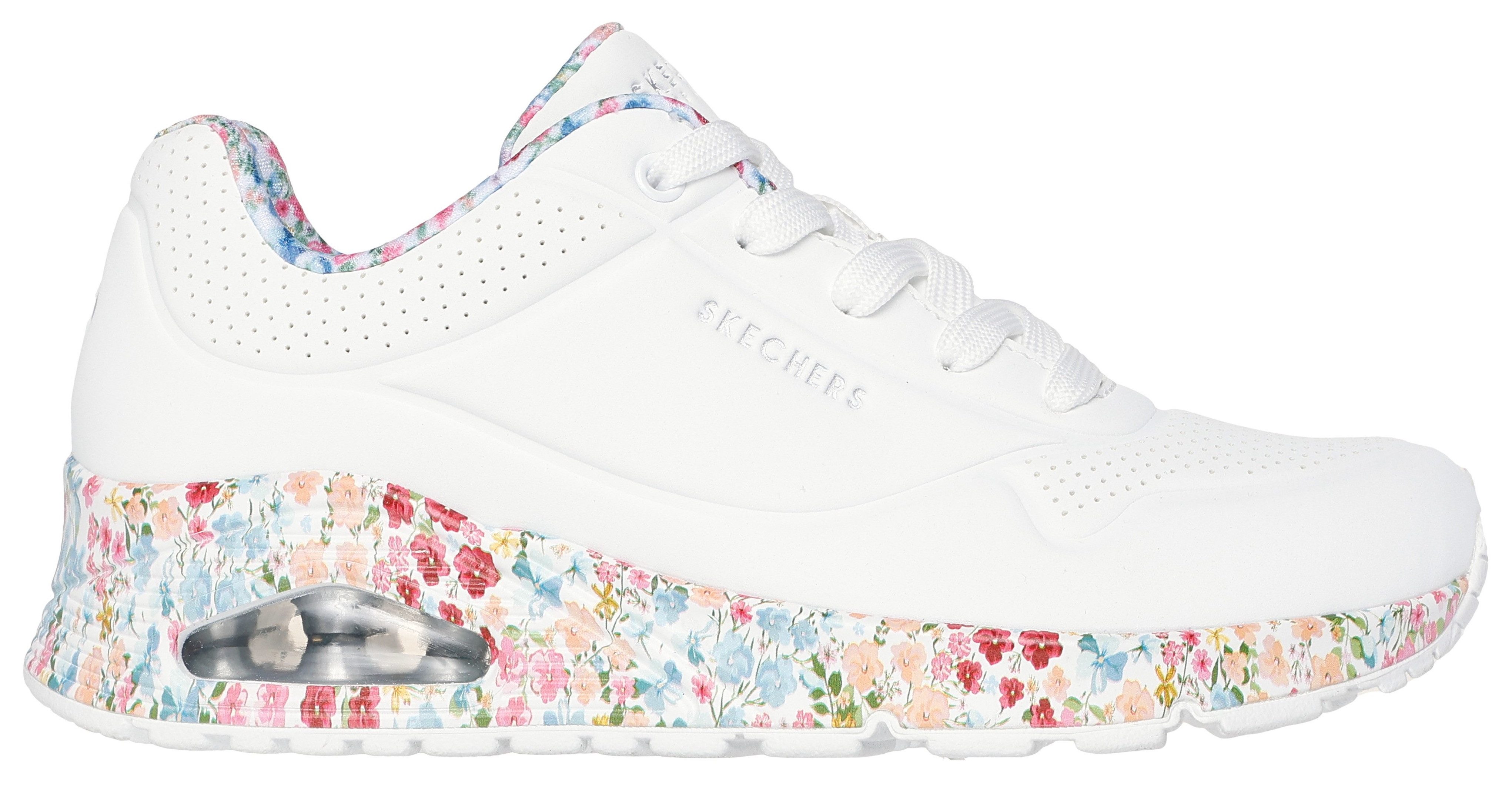 Skechers Sneakers UNO-MAJESTIC GARDEN , wig sneaker, plateausneaker met bedrukte zool