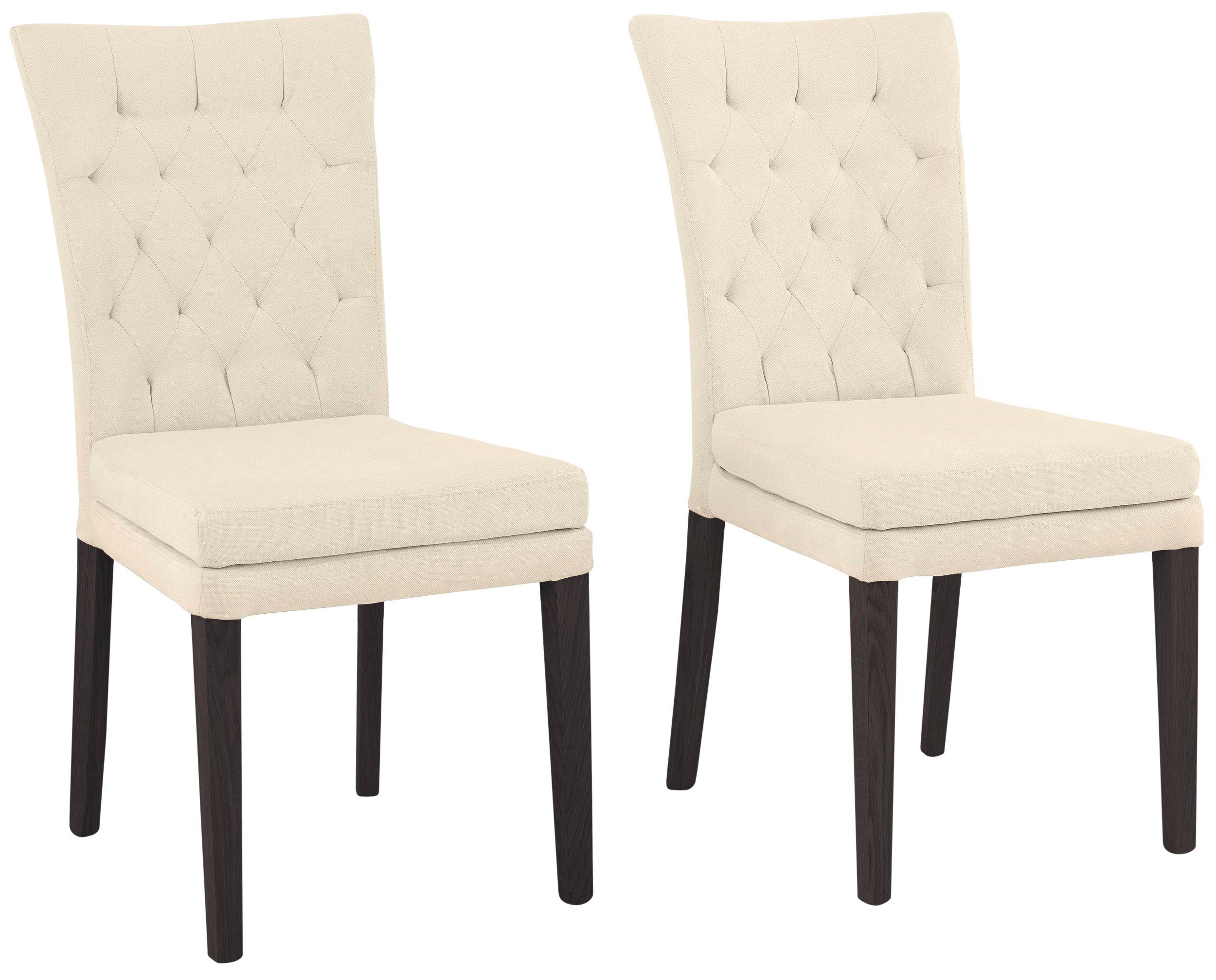 Home affaire Stoel met 4 poten Colorado Poten van beuken, wengékleurig gelakt, in set van 2, 4 of 6 gestoffeerde stoelen maat Luxe-microvezel wit
