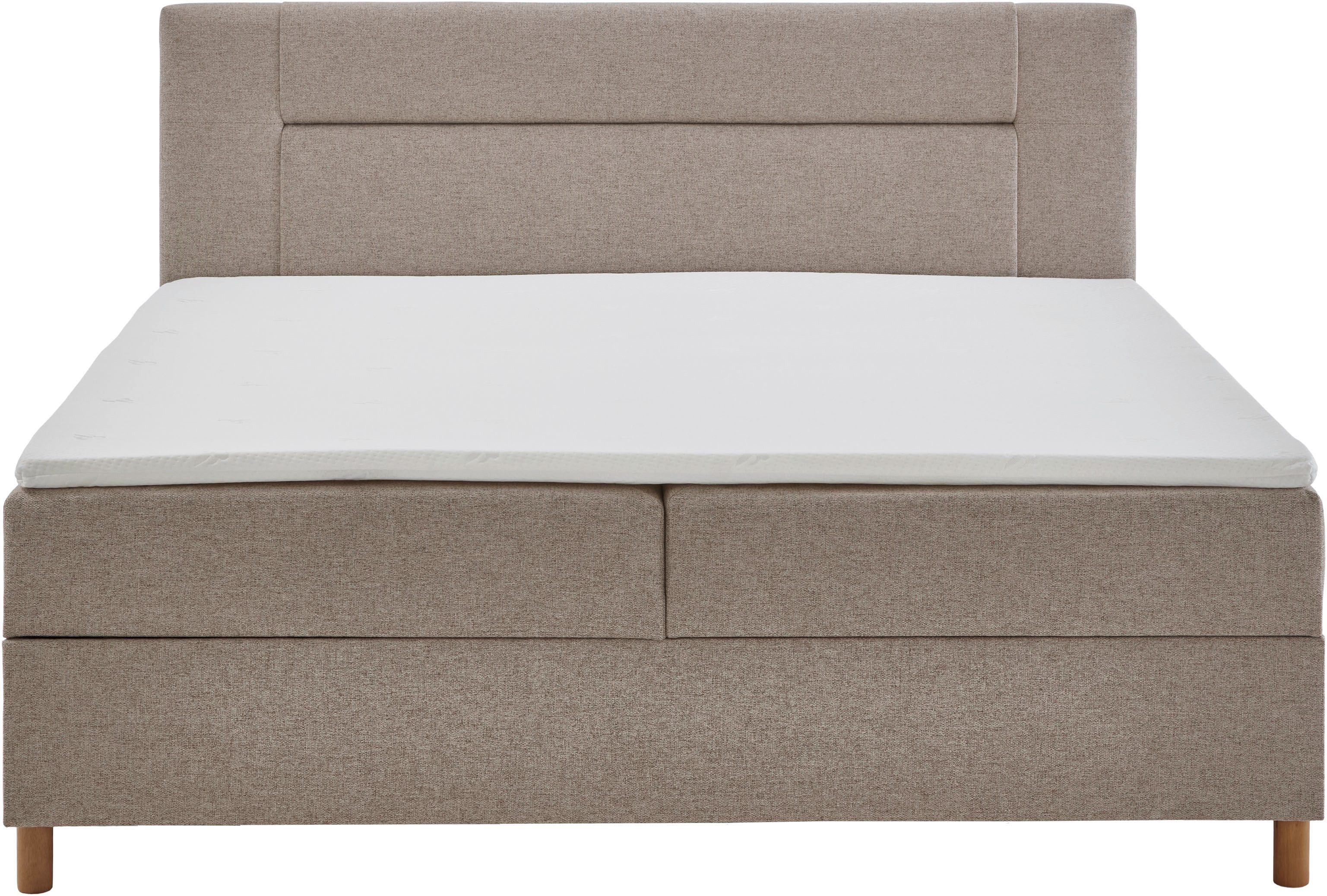 INOSIGN Boxspring Escalon II, met opbergruimte, inclusief topper, met houten poten