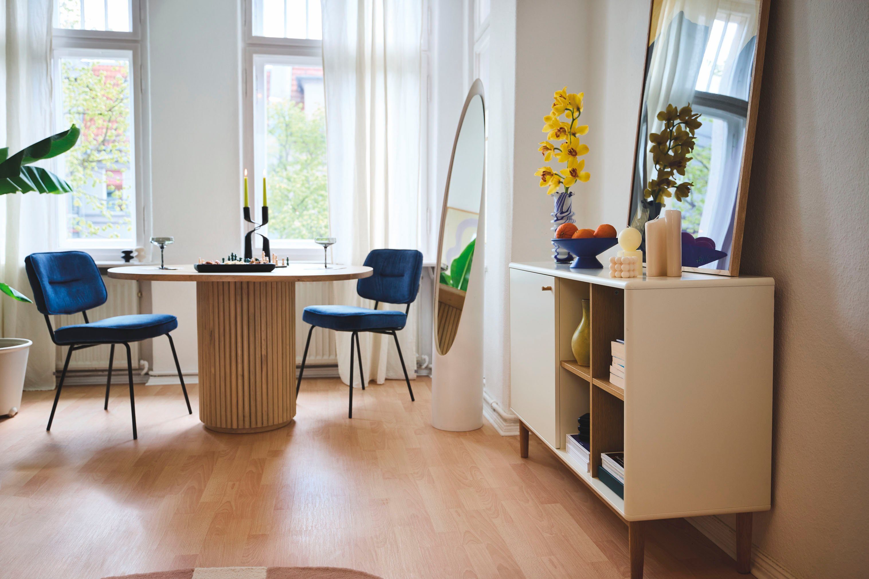 TOM TAILOR HOME Eettafel Ribbed Side Table High met kolomvoet in extravagante ribbel-look
