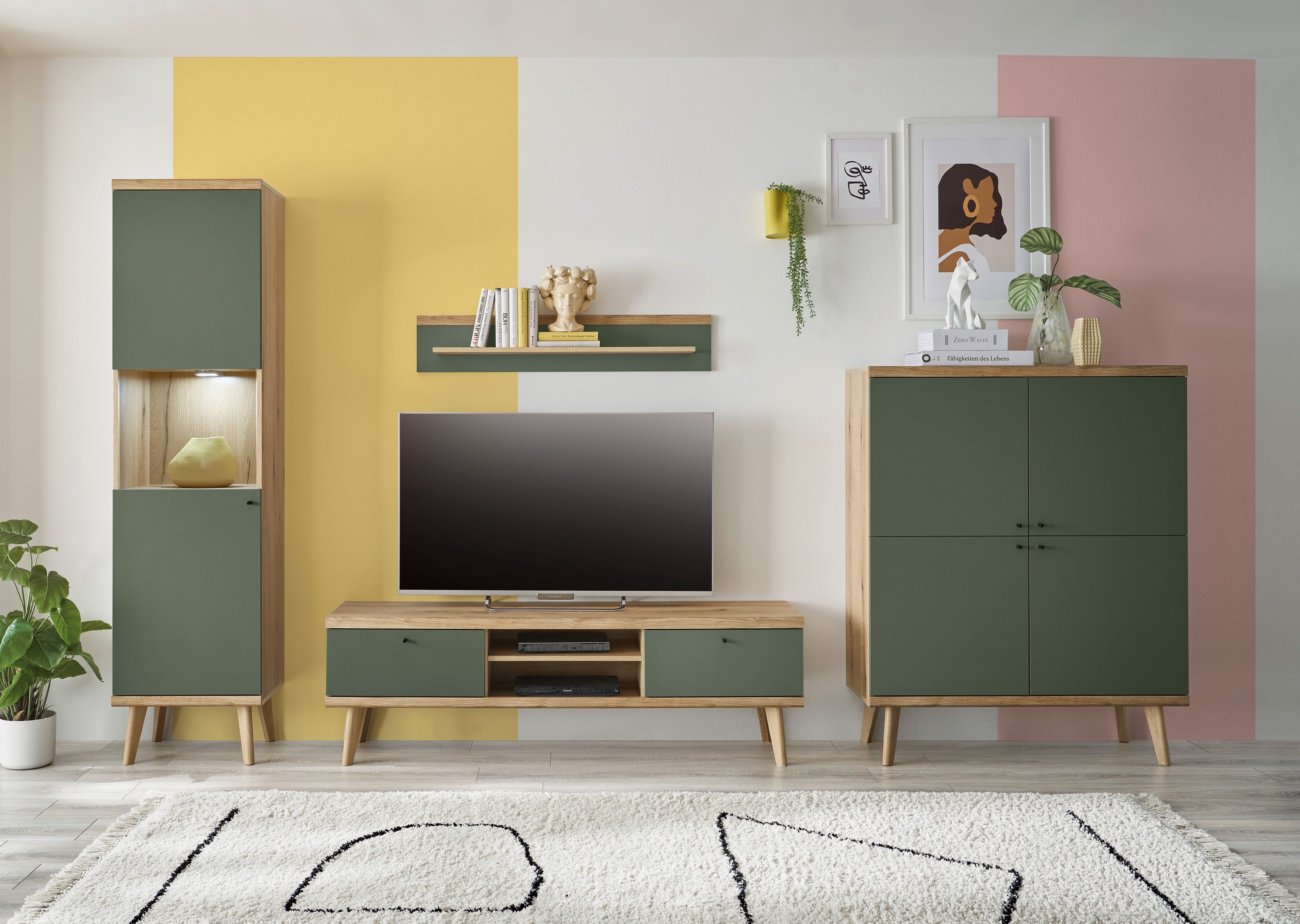 INOSIGN Vitrinekast MAVAS in moderne trendkleur, handgrepen van metaal (zwart), hoogte 197 cm