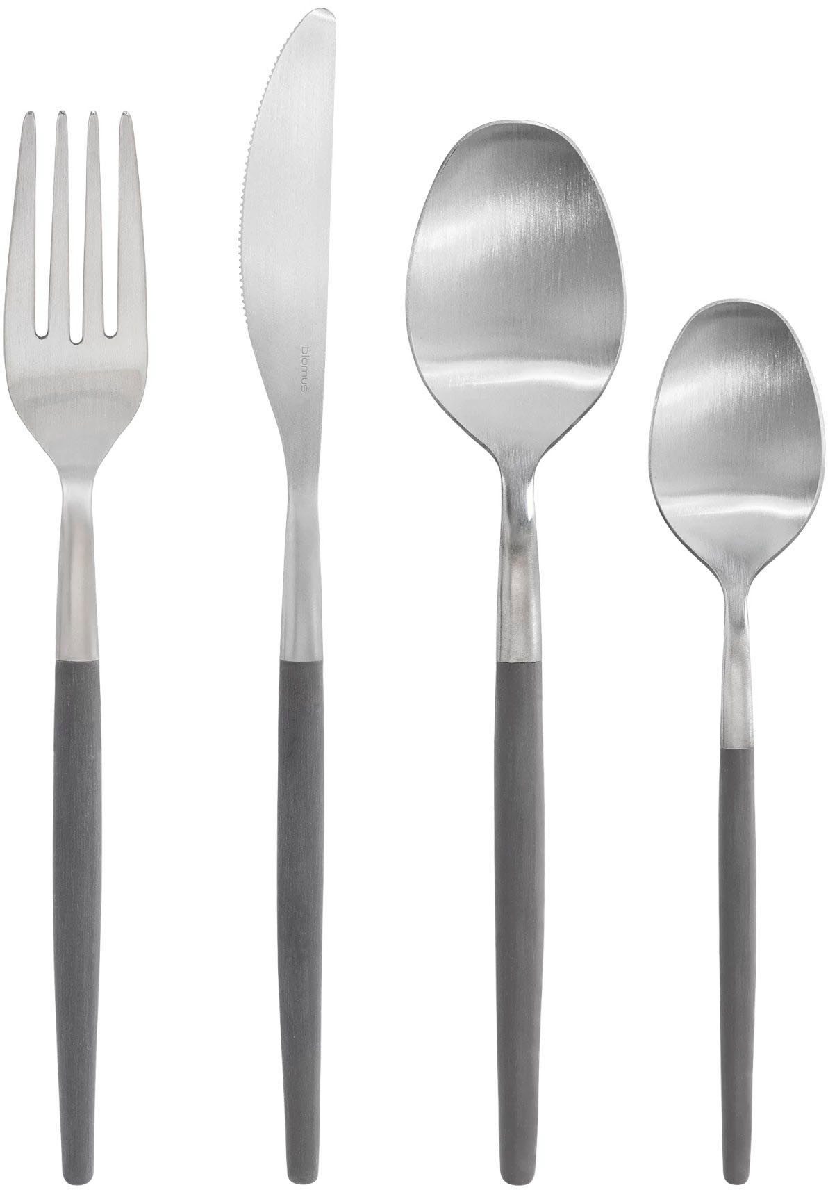 BLOMUS Bestekset Maxime mat, geborsteld, handgrepen met kunststof coating (16-delig) besteksets zilver(kleur)