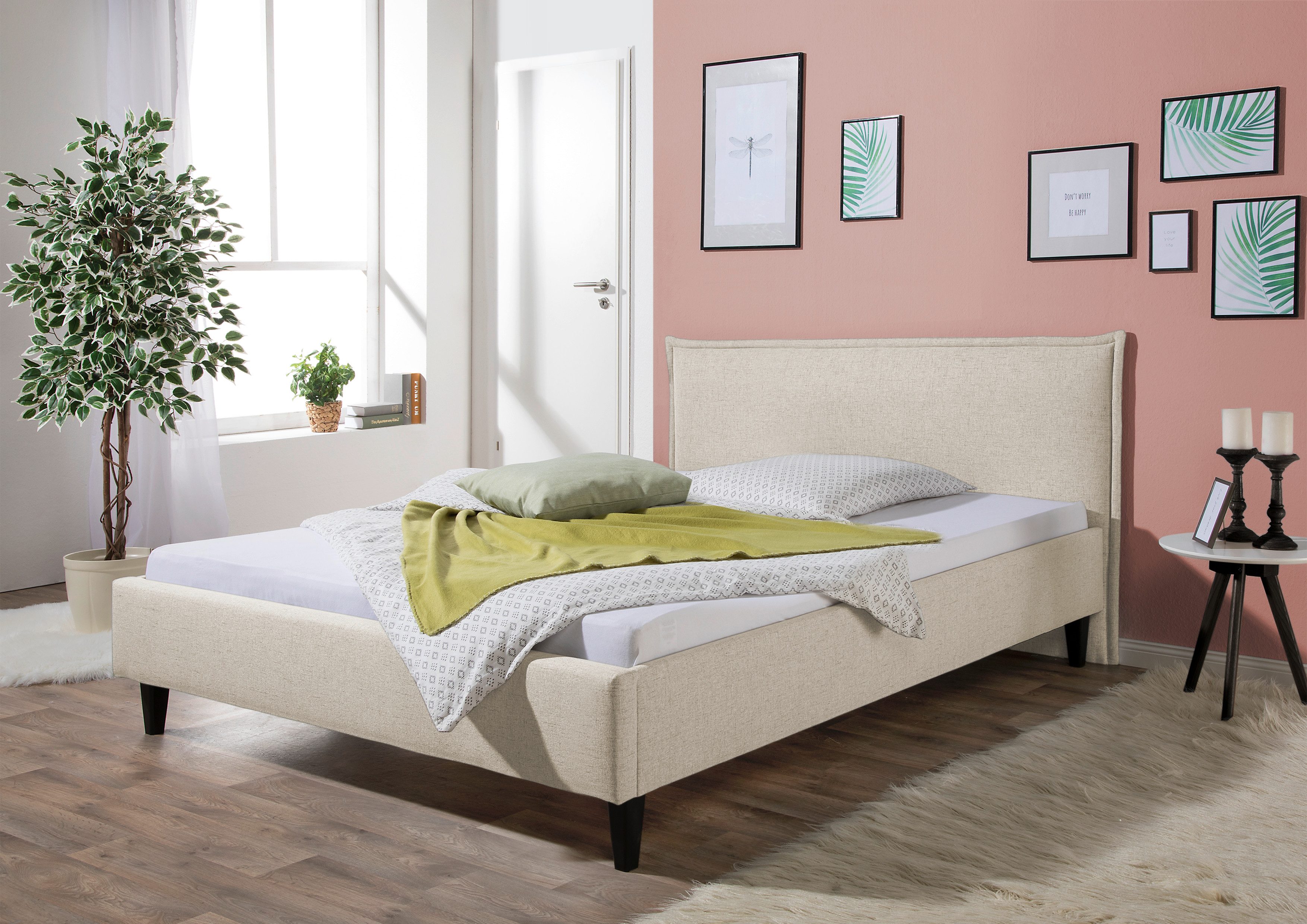 Maintal Gestoffeerd bed Gustine Zijkanten van het bed zelf te monteren, zonder bedkist bedden beige