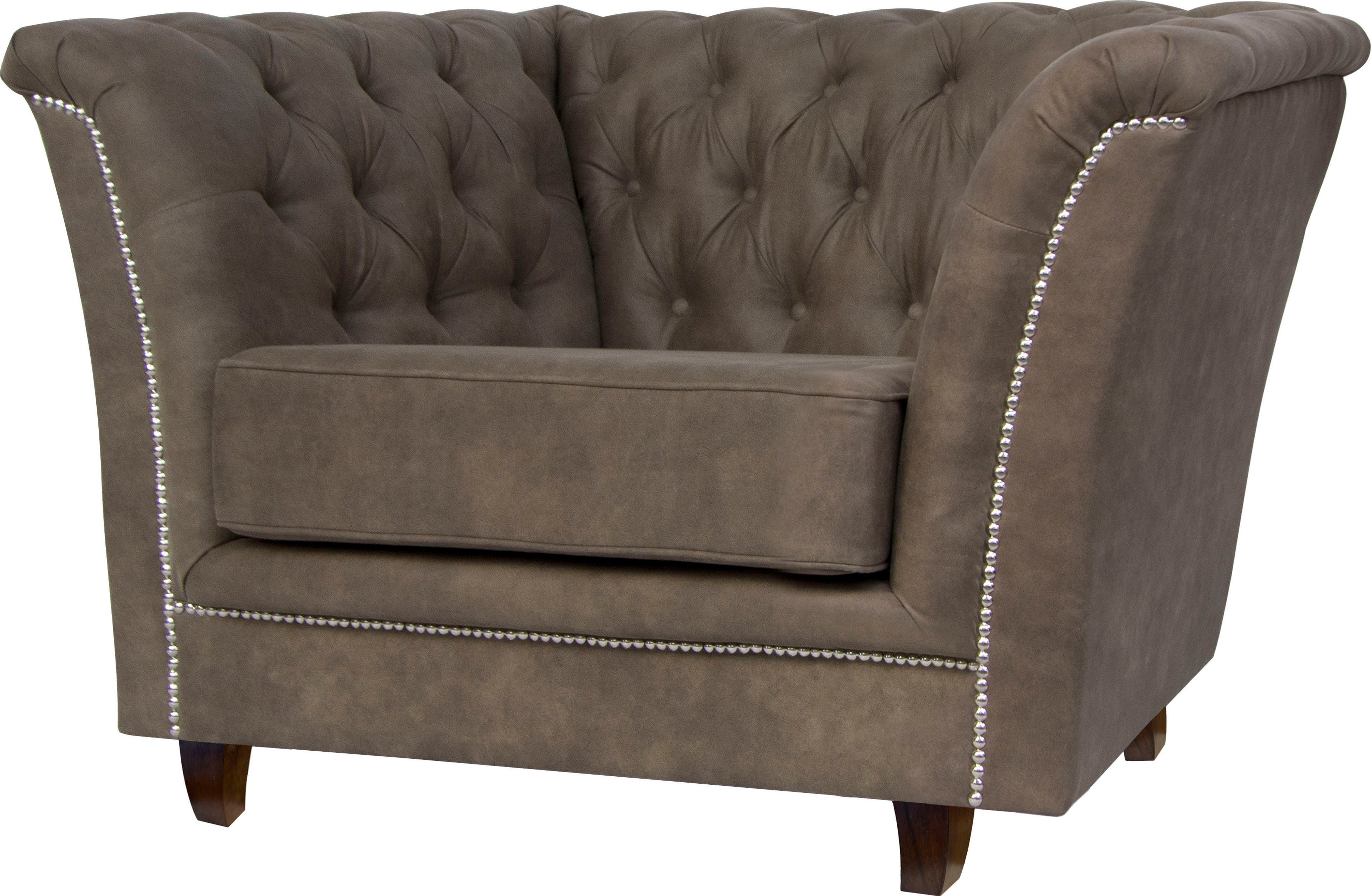 Home affaire Chesterfield-fauteuil Derby past bij de bekleding derby, met sierstuds en luxueuze capi