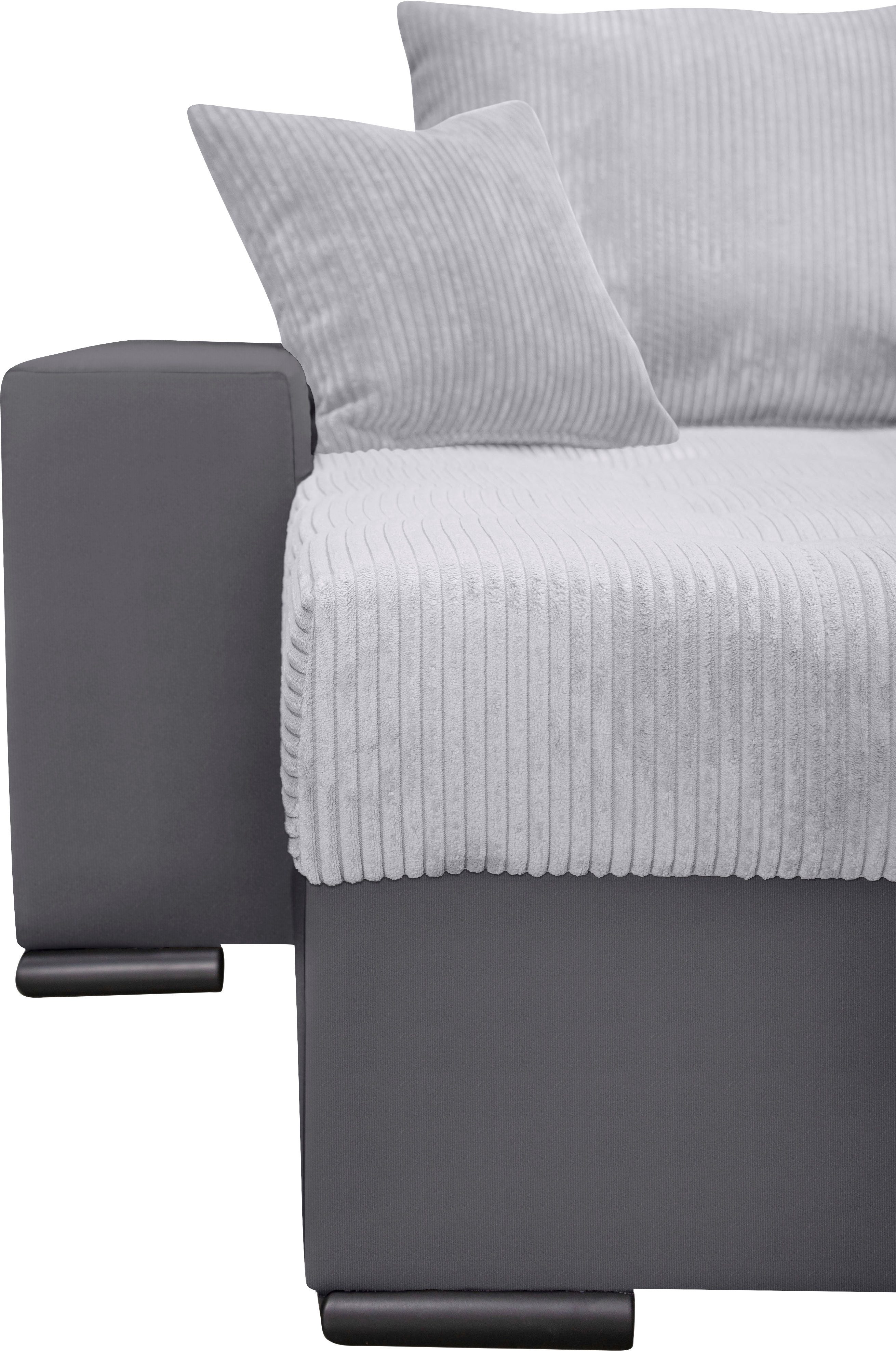 COLLECTION AB Zithoek XL-Josy U-vorm, breedte 313 cm, cord-/mix incl. bedfunctie, bedlade, met 4 gelijk grote rugkussens