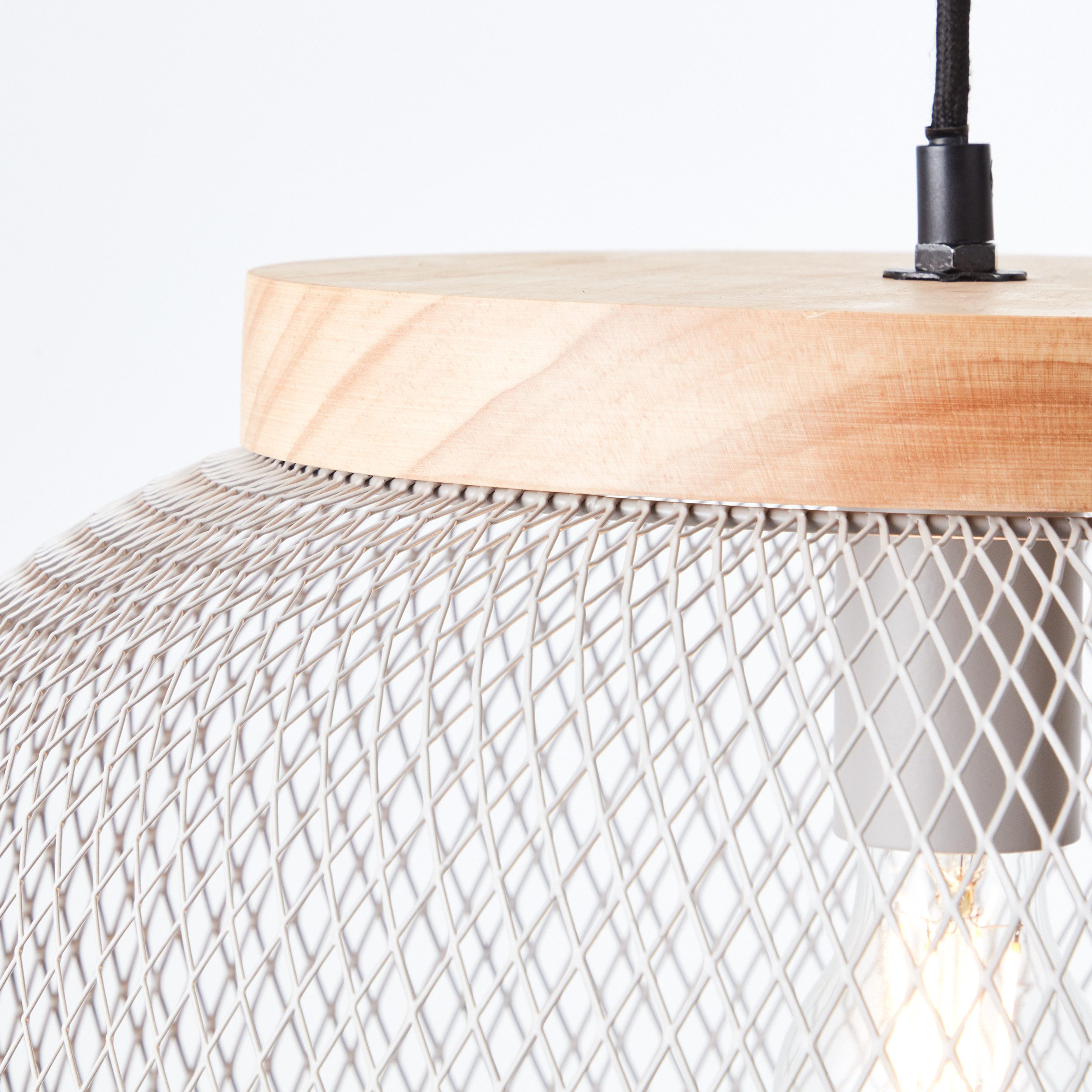 Brilliant Leuchten Hanglamp Giada Hanglamp, 40 cm, E27, inkortbaar, metaal/hout (1 stuk)