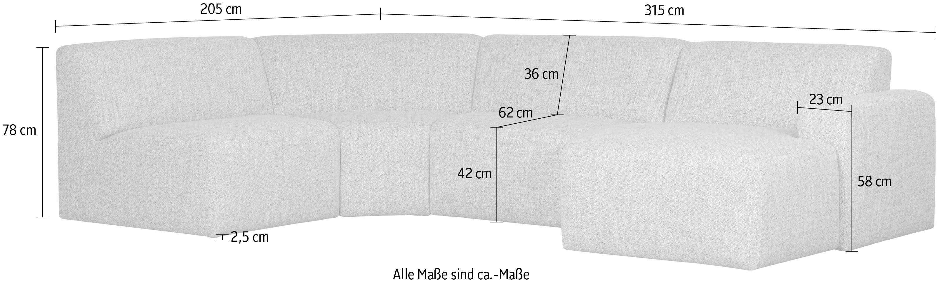 WOOOD Loungebank Avelon U-bank in u-vorm, breedte 315 cm