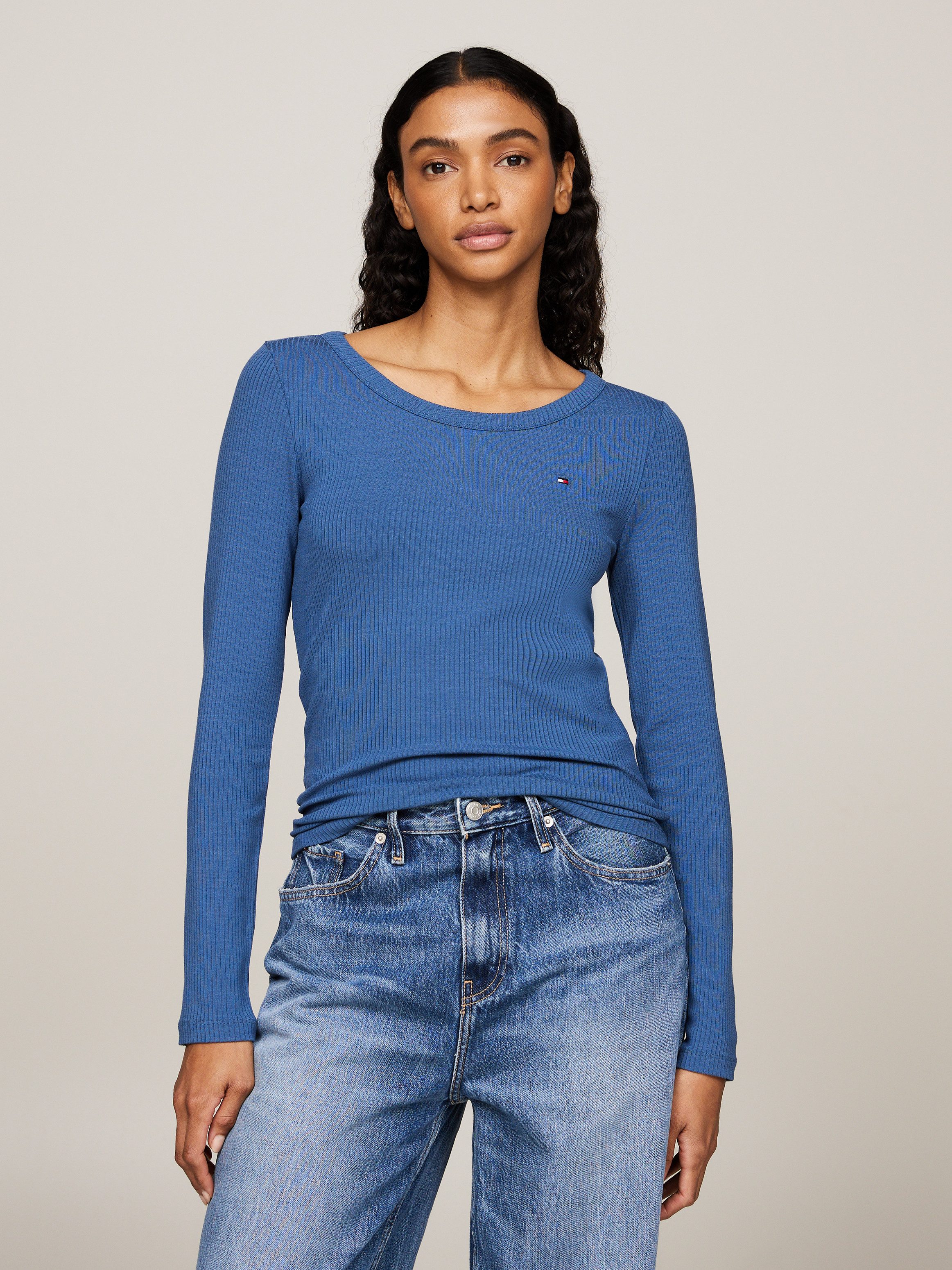 Tommy Hilfiger Shirt met lange mouwen SLIM 5X2 RIB O-NK LS
